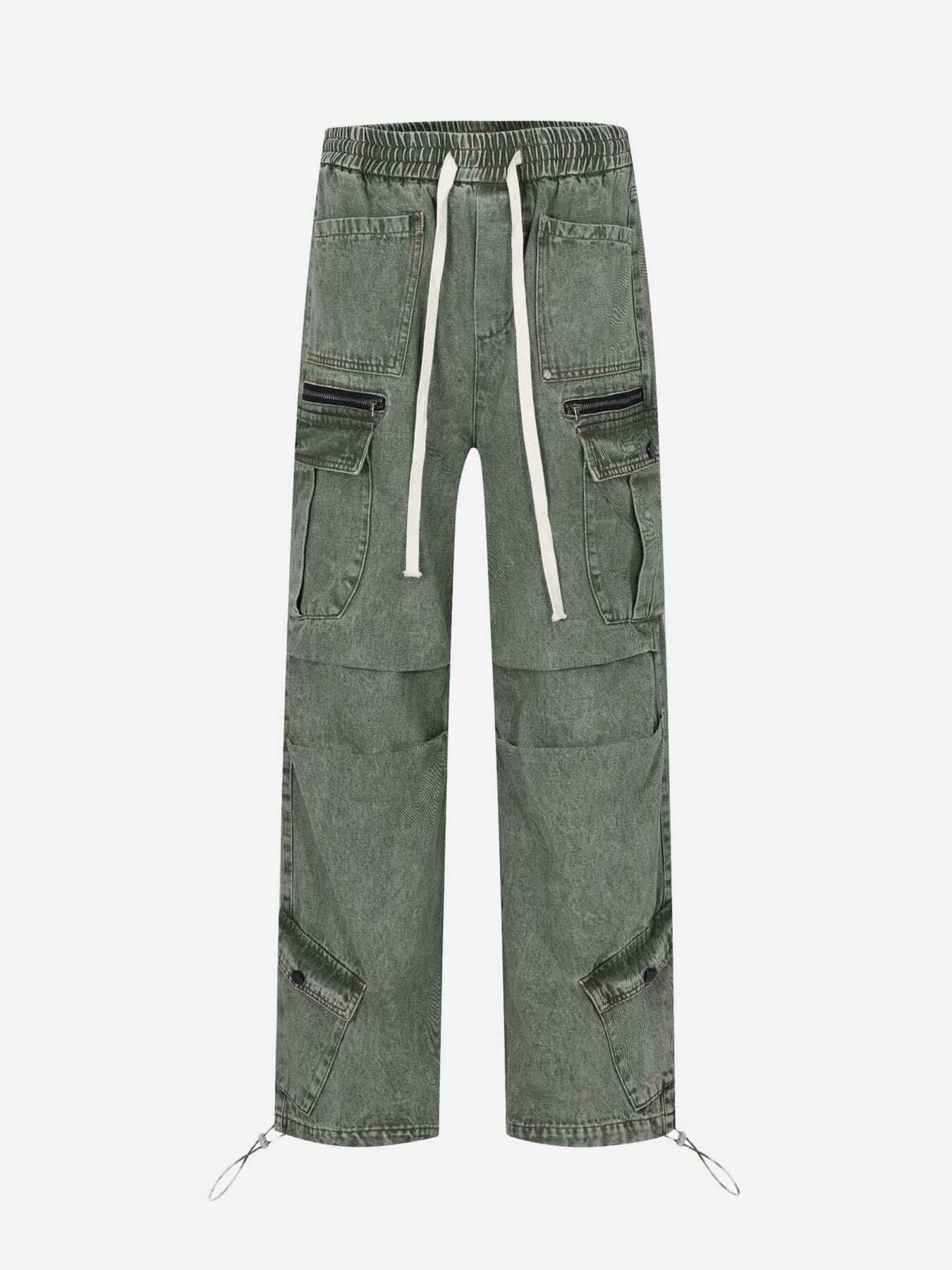 Y2K Grunge Cargo Pants - Vintage 90s Style Wide Leg Jeans for Effortless Summer Outfits