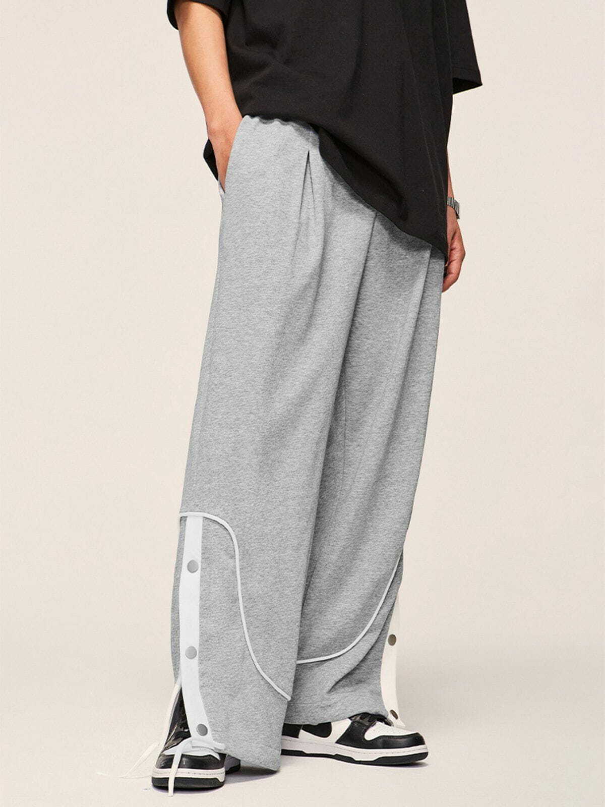 Y2K Grunge Cargo Sweatpants with Stripe Buckle - Trendy 90s Style for Effortless Summer Outfits