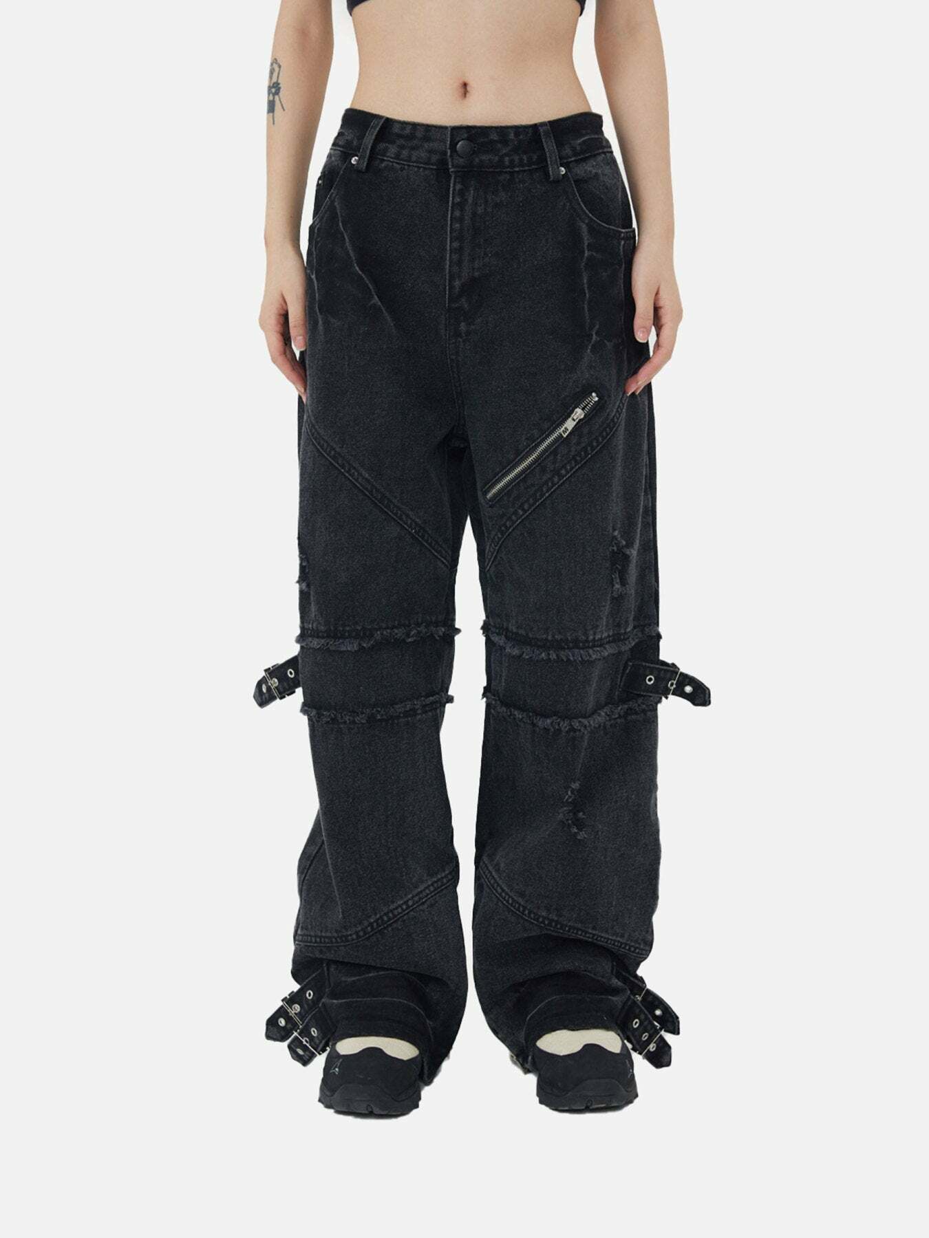 Y2K Grunge Denim Cargo Pants - Vintage 90s Style Baggy Jeans for Trendy Summer Outfits