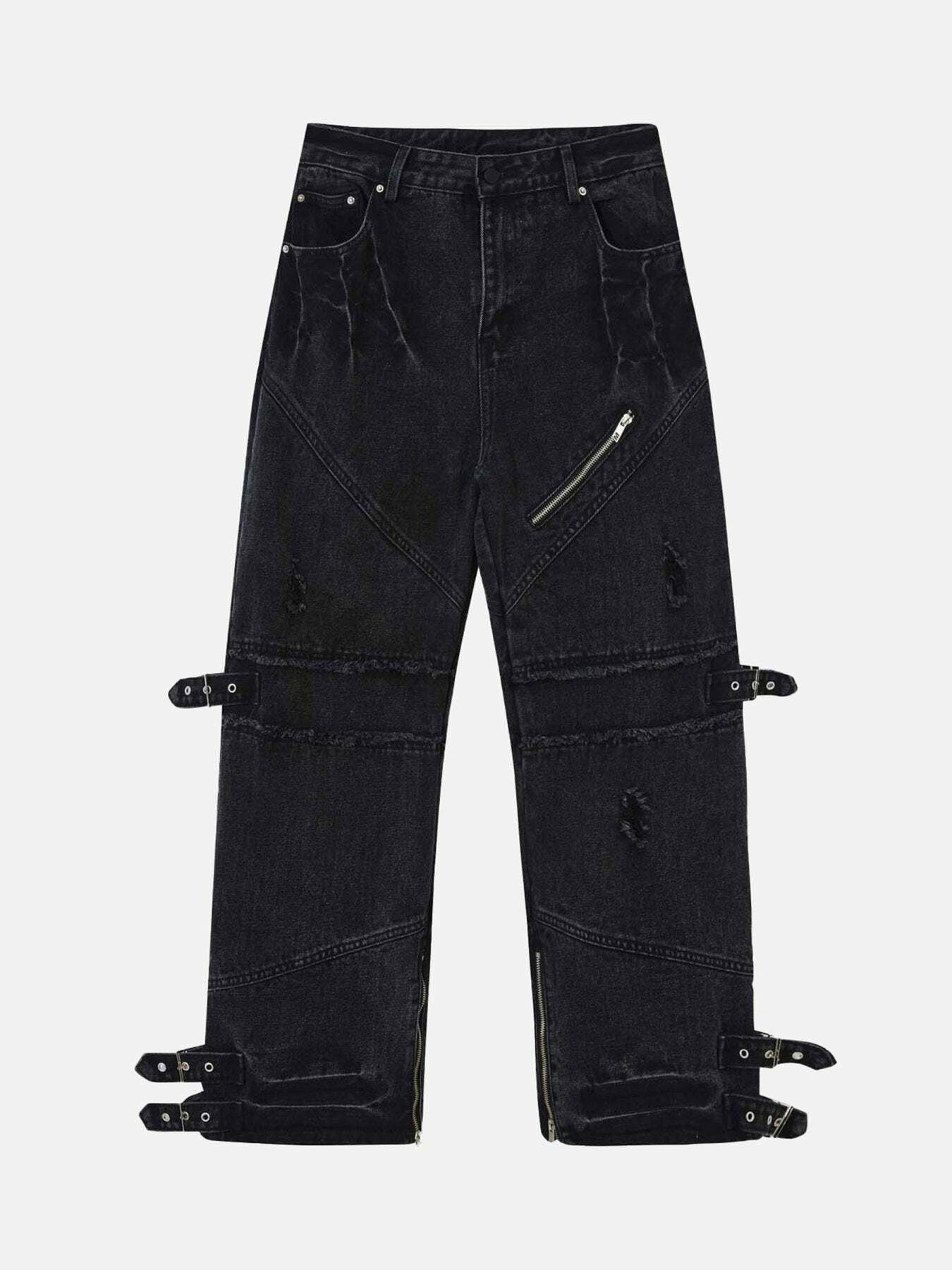 Y2K Grunge Denim Cargo Pants - Vintage 90s Style Baggy Jeans for Trendy Summer Outfits