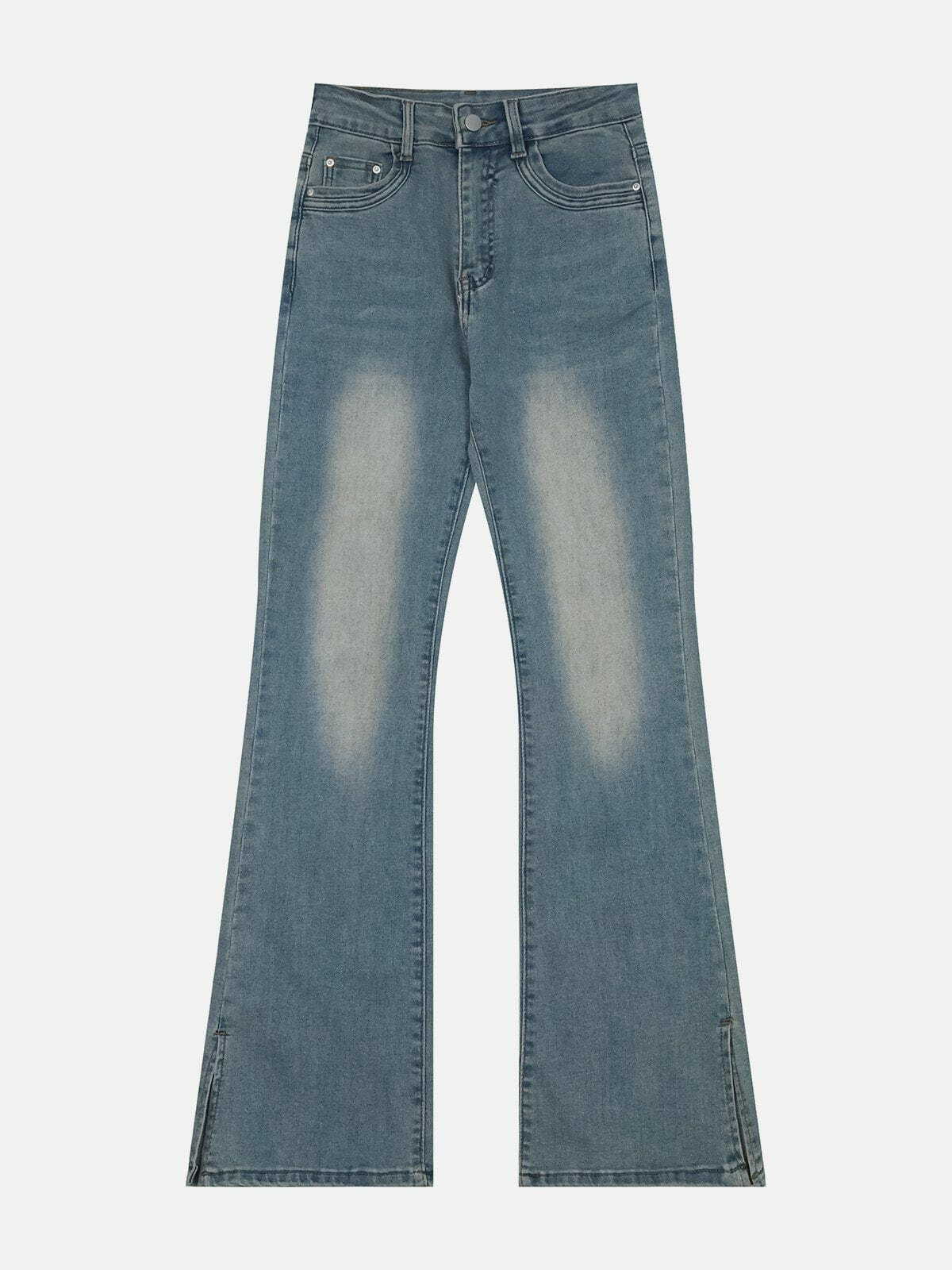 Y2K Grunge Flared Jeans - Vintage 90s Style Wide Leg Denim for Trendy Summer Outfits