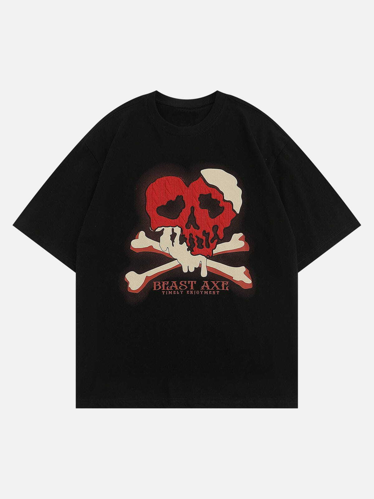 Y2K Grunge Heartbreak Skull Print Tee - Vintage 90s Aesthetic T-Shirt for Trendy Outfits