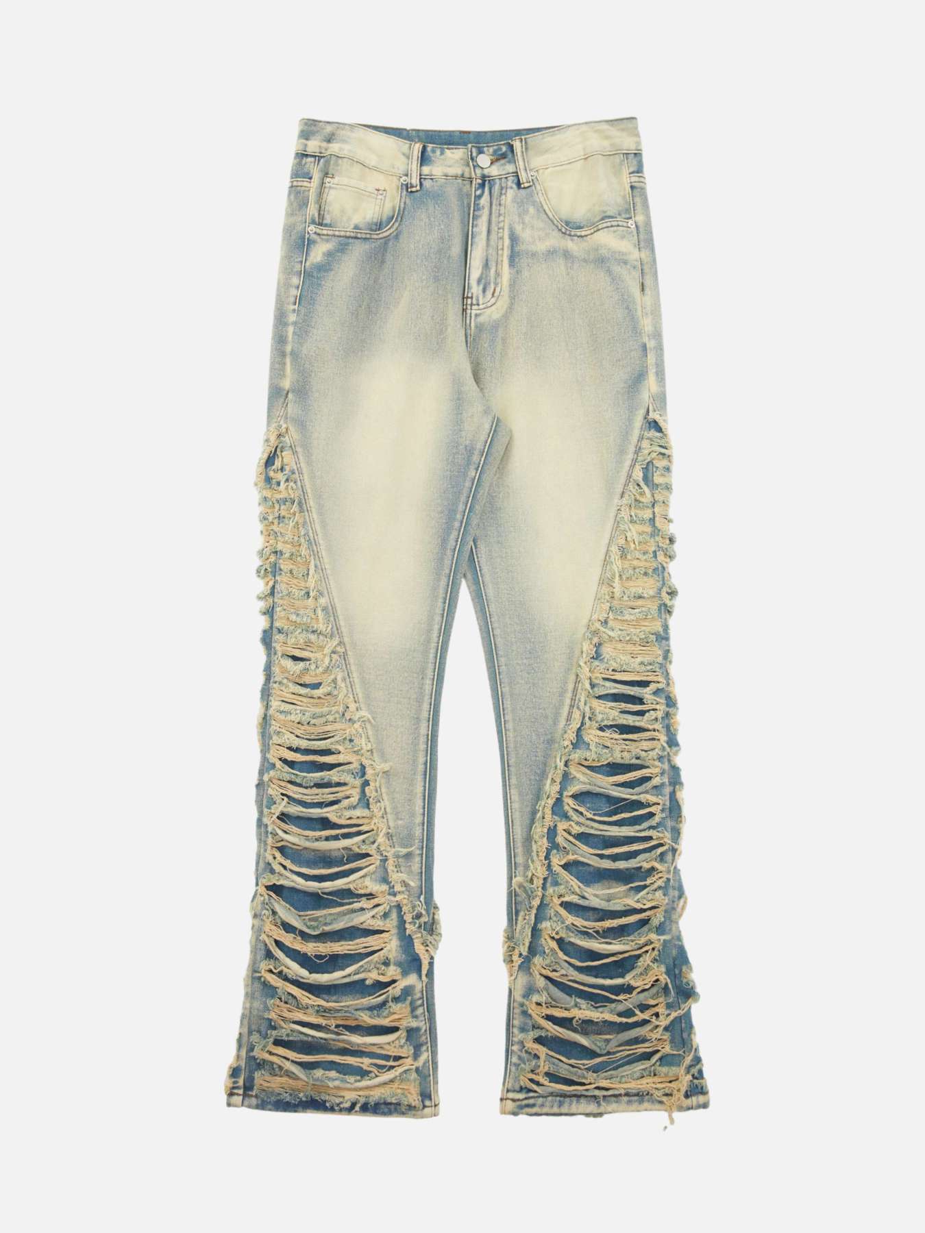 Y2K Grunge Ripped Double Straight Jeans - Vintage 90s Style for Effortless Summer Outfits