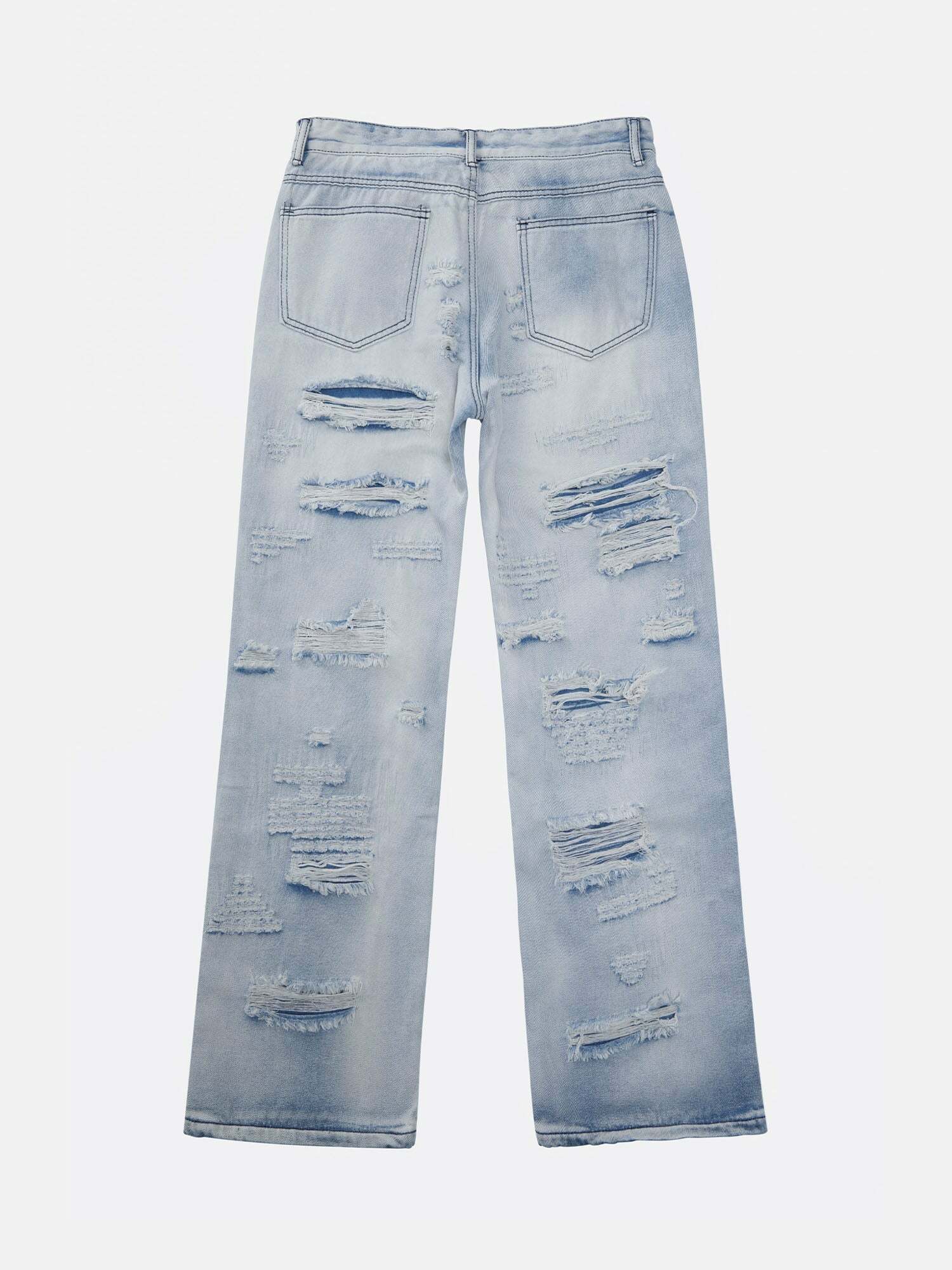 Y2K Grunge Ripped Jeans - Trendy 90s Style Baggy Denim for Summer Outfits & Aesthetic Looks