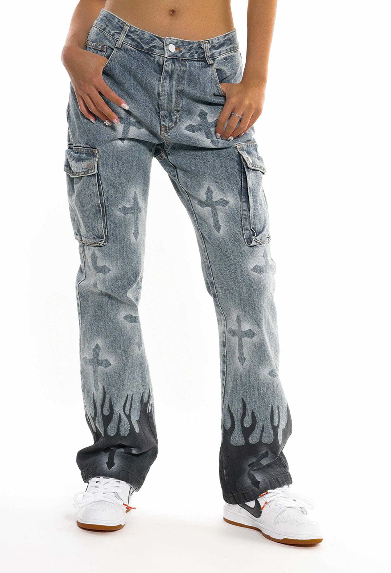 Y2K Grunge Slim Jeans - Vintage 90s Style, Wide Leg, Ripped, and Perfect for Summer Outfits