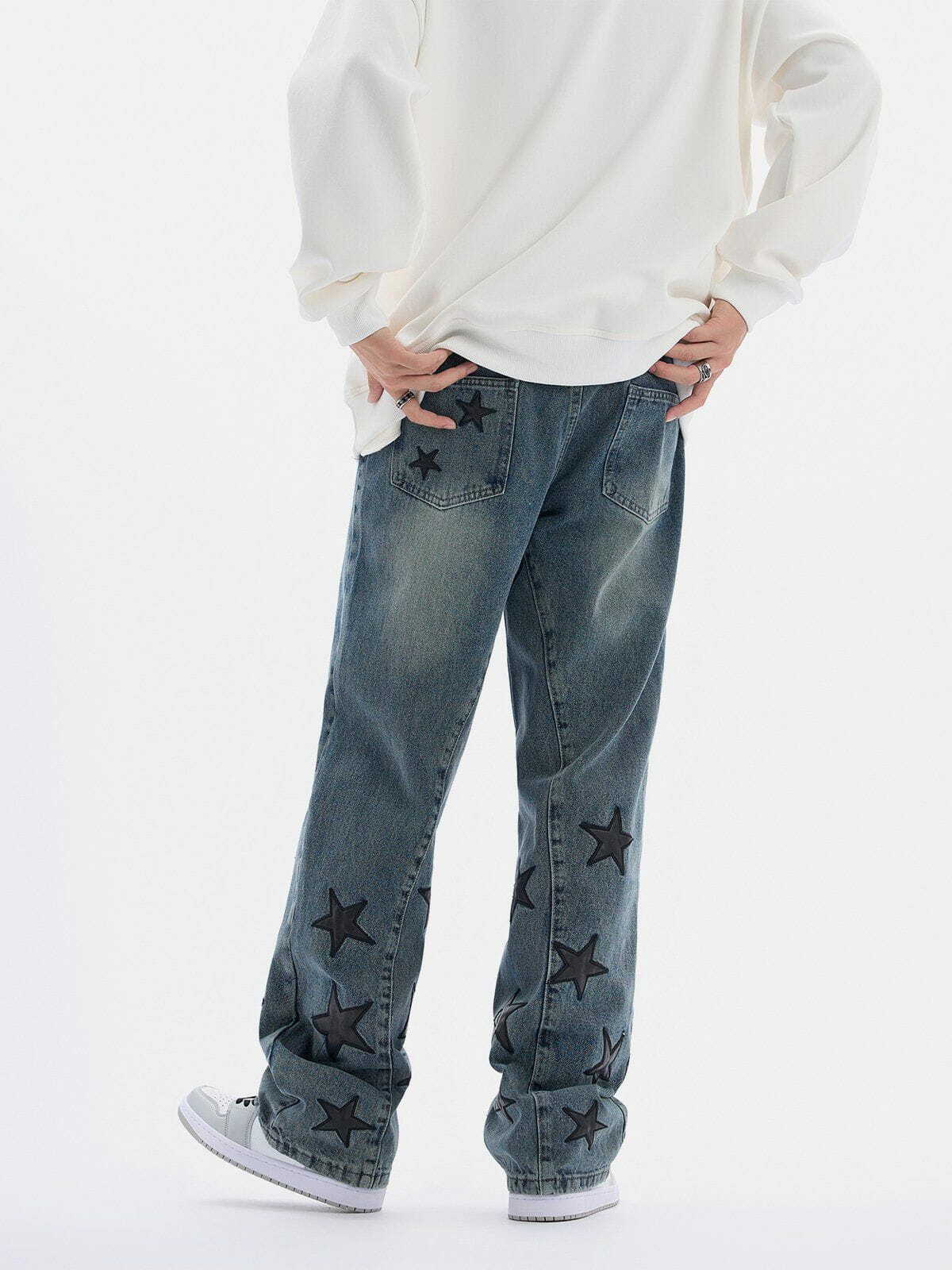 Y2K Grunge Star Jeans | Baggy 90s Style Denim | Vintage Aesthetic Cargo Pants for Summer