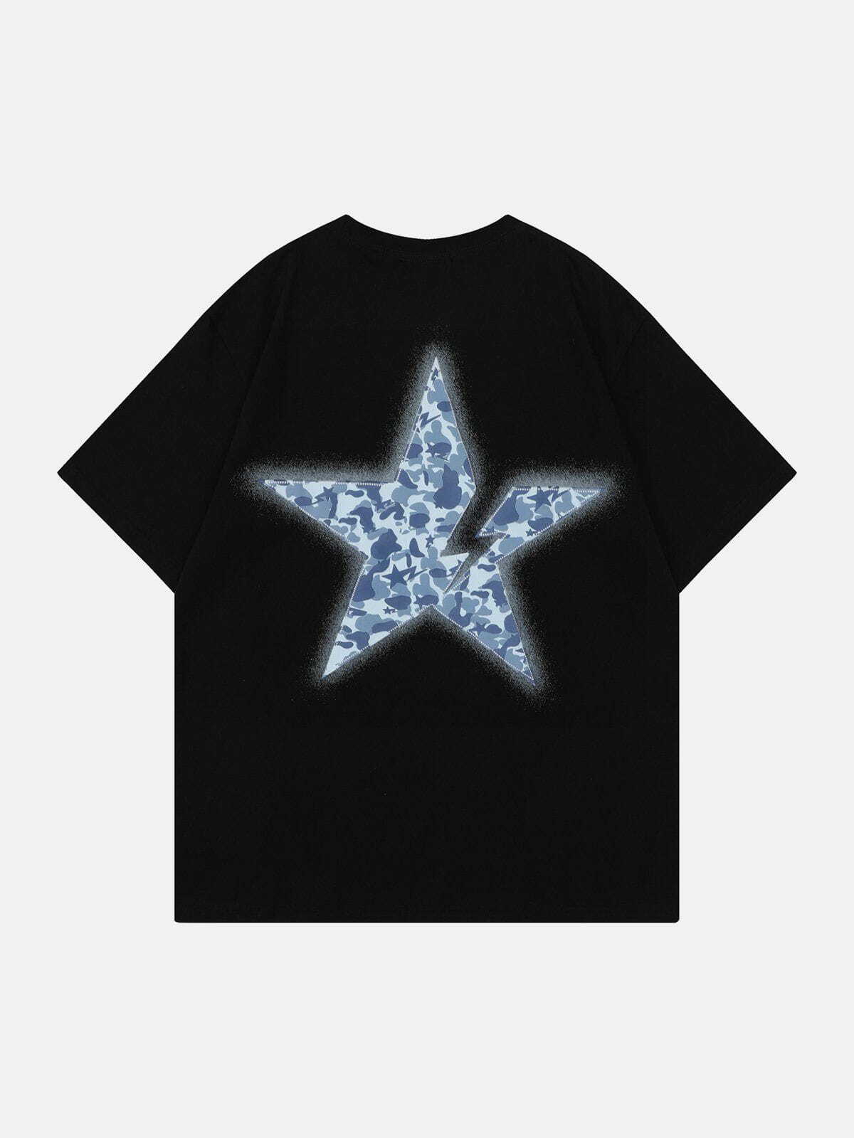 Y2K Grunge Star Print Tee - Vintage 90s Aesthetic Top for Summer Outfits & Casual Looks