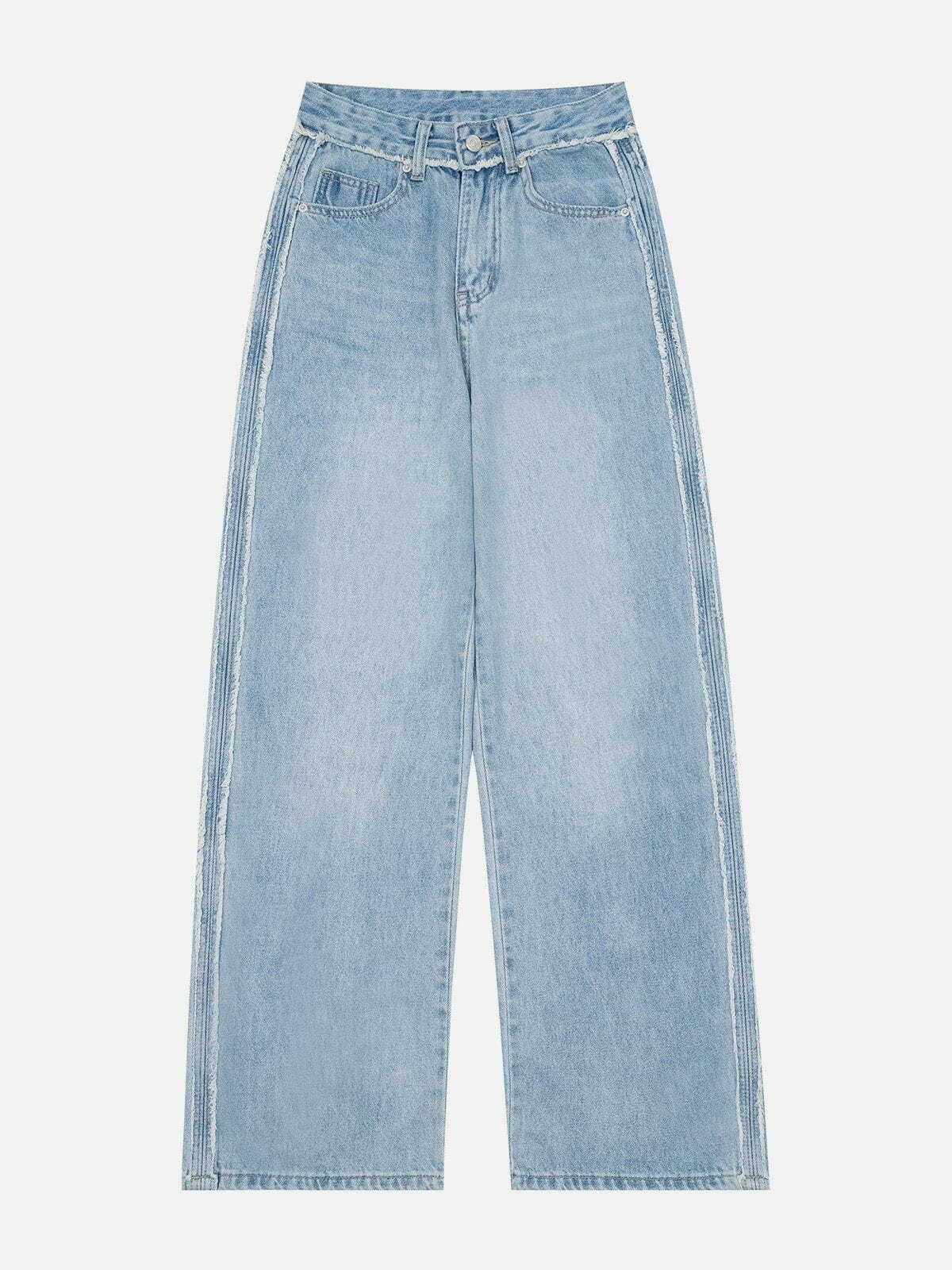 Y2K Grunge Style Rough Edge Jeans - Vintage 90s Fashion with a Modern Twist for Trendy Outfits