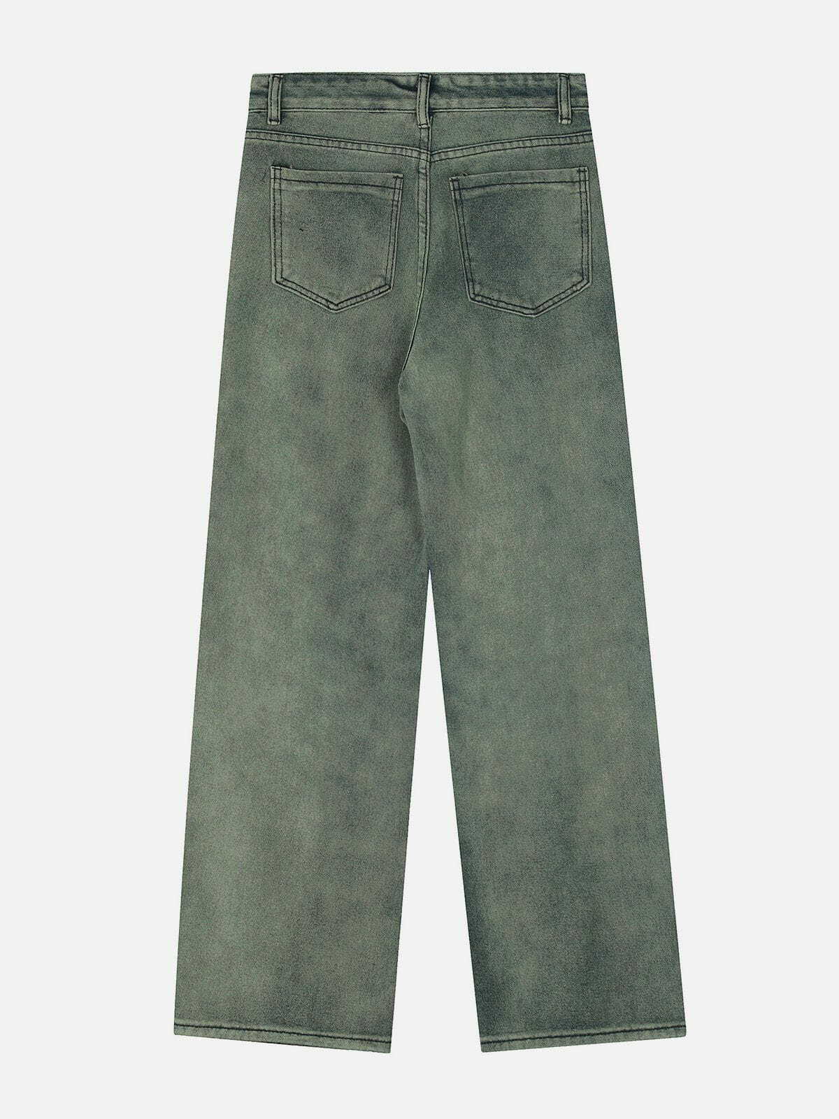 Y2K Grunge Style Washed Raw Edges Baggy Jeans for Trendy Summer Outfits & Aesthetic Looks