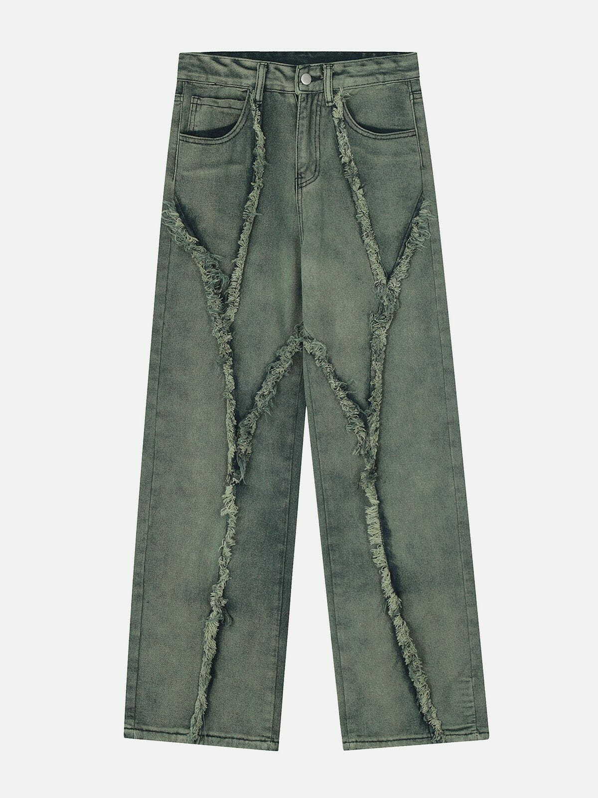 Y2K Grunge Style Washed Raw Edges Baggy Jeans for Trendy Summer Outfits & Aesthetic Looks