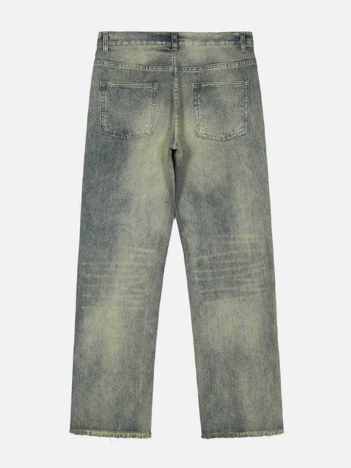 Y2K Grunge Wash Hole Jeans - Vintage 90s Style Baggy Jeans for Effortless Summer Outfits