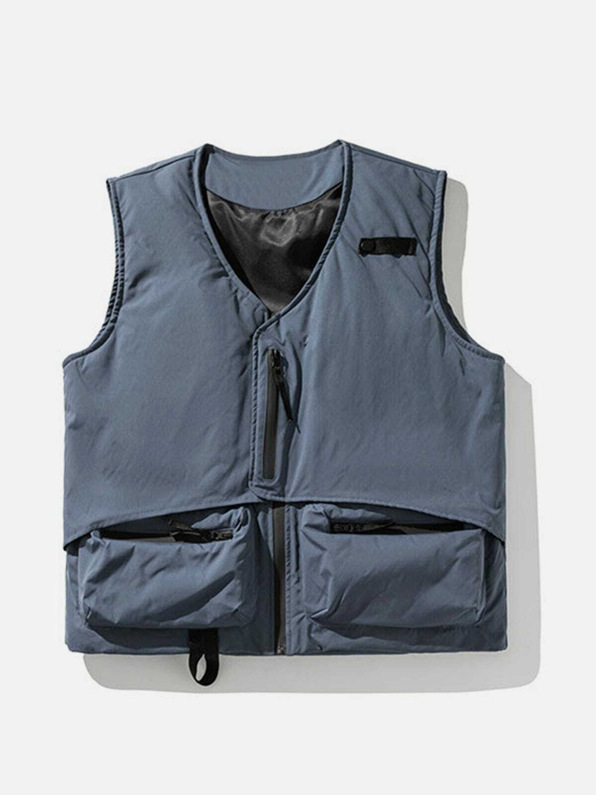 Y2K Grunge Zip-Up Pocket Gilet - Trendy Cargo Style for Summer Outfits & 90s Aesthetic Looks