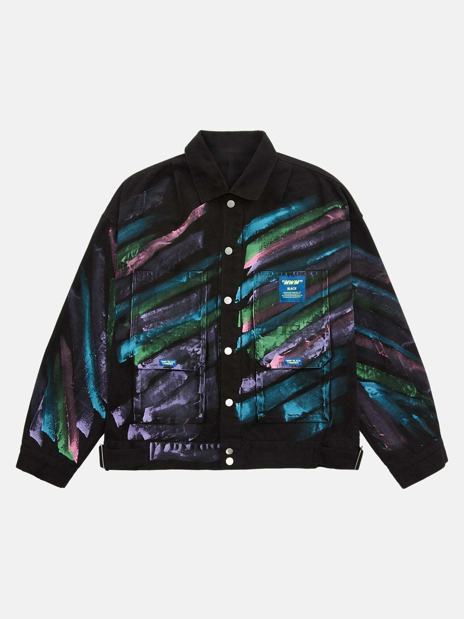 Y2K Hand-Painted Graffiti Denim Jacket - Vintage 90s Grunge Style for Trendy Outfits