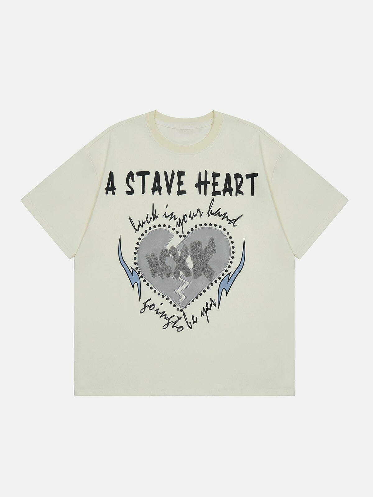 Y2K Heart Print Tee - Trendy Summer Outfit, Grunge Aesthetic, 90s Style, Cute Casual Top