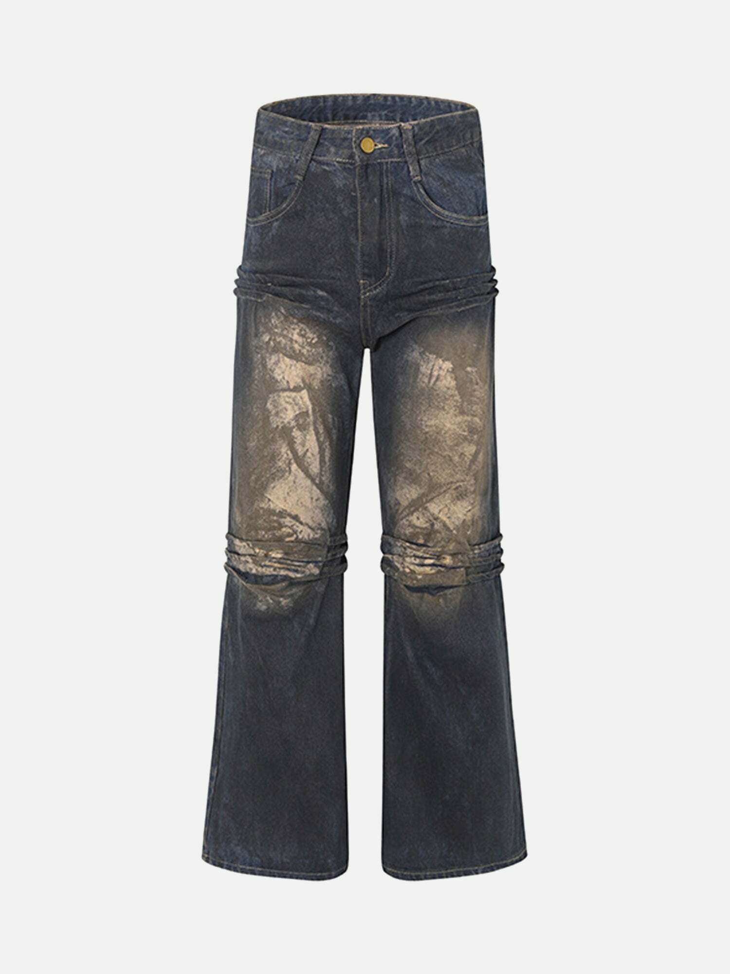 Y2K High Street Heavy Duty Washed Baggy Jeans for Grunge & 90s Fashion Aesthetic Outfits