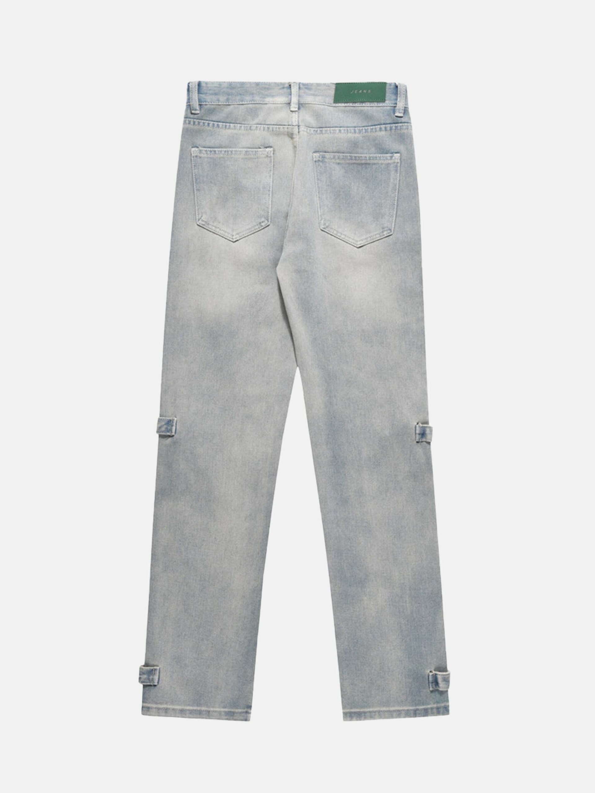 Y2K High Street Hip-Hop Zipper Straight Jeans - Trendy Baggy Cargo Pants for Grunge Aesthetic