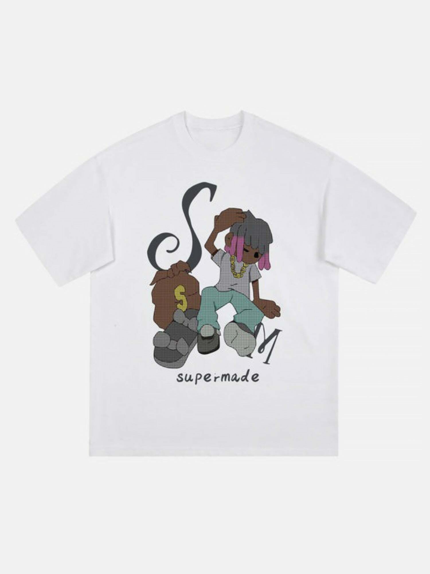 Y2K Hip Hop Cartoon Character Print Tee - Trendy Grunge Aesthetic for Summer Outfits & Casual Looks