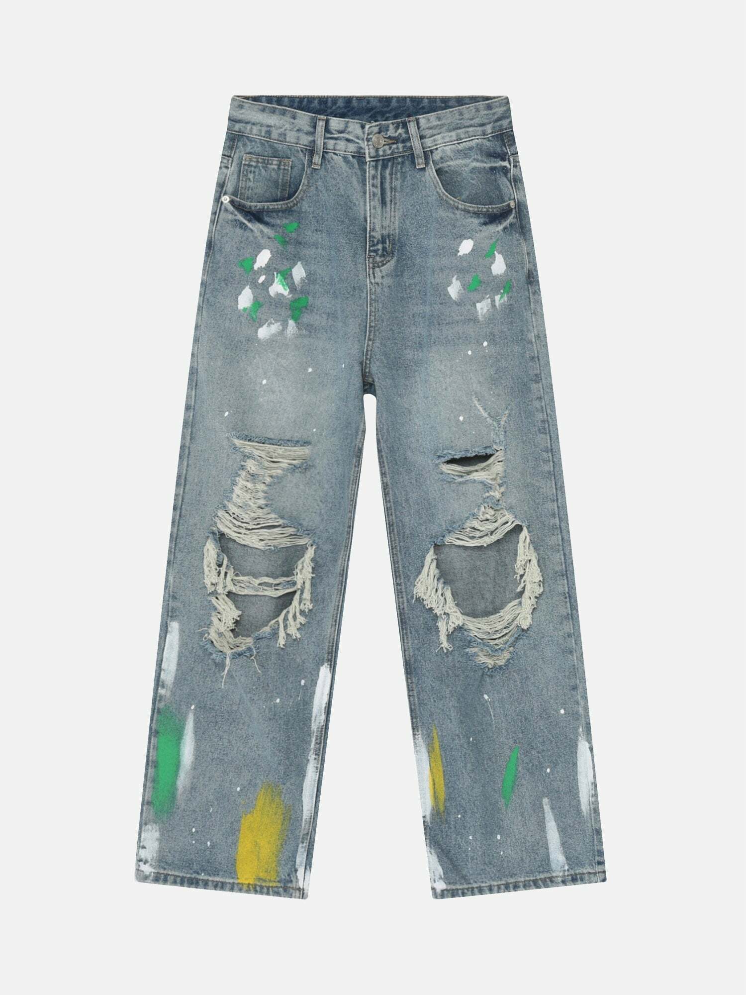 Y2K-Inspired Personalized Graffiti Ripped Jeans for Grunge Aesthetic and 90s Fashion Lovers