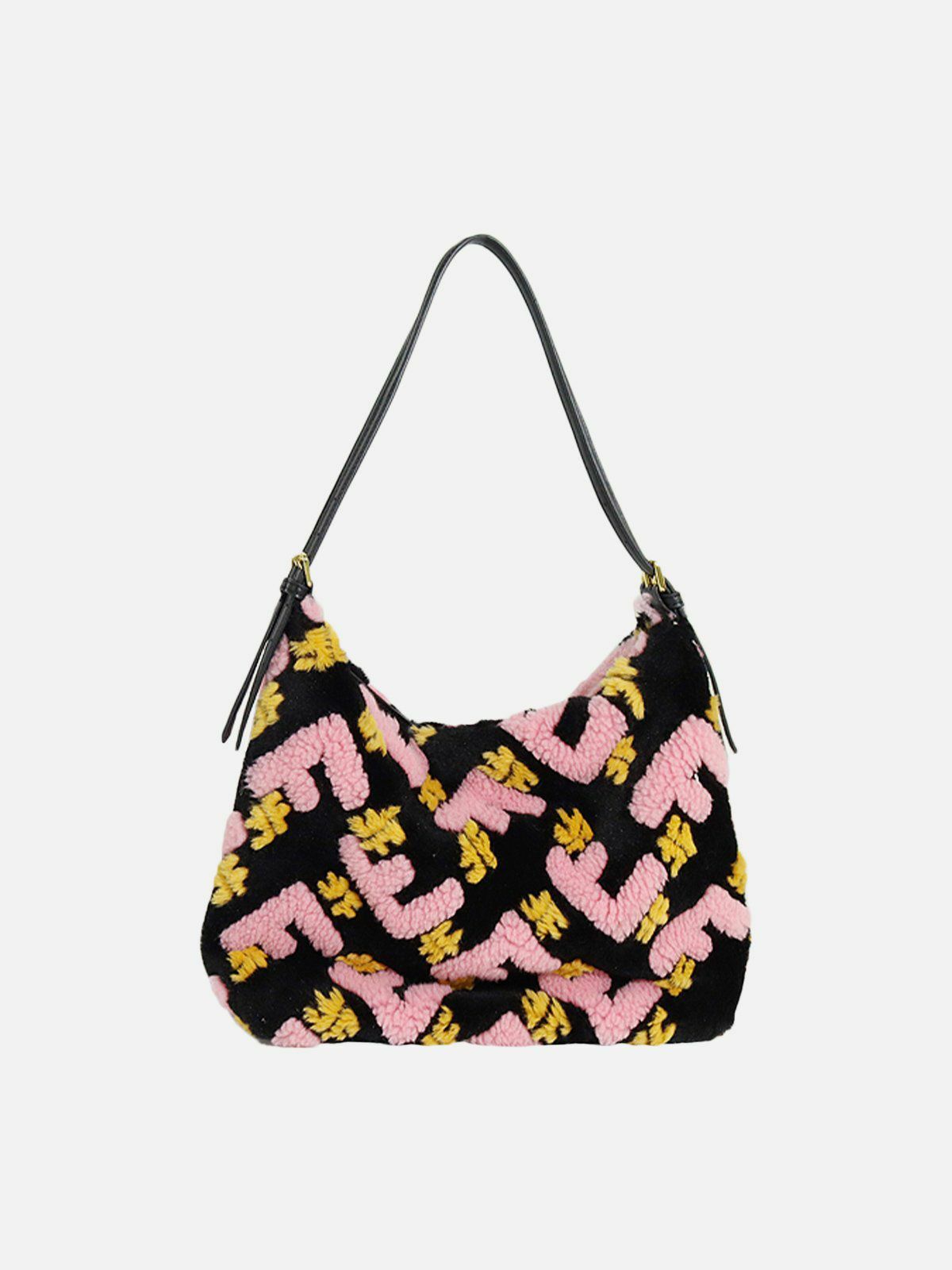 Y2K-Inspired Plush Letter Shoulder Bag - Trendy Grunge Aesthetic for Summer Outfits & Everyday Style