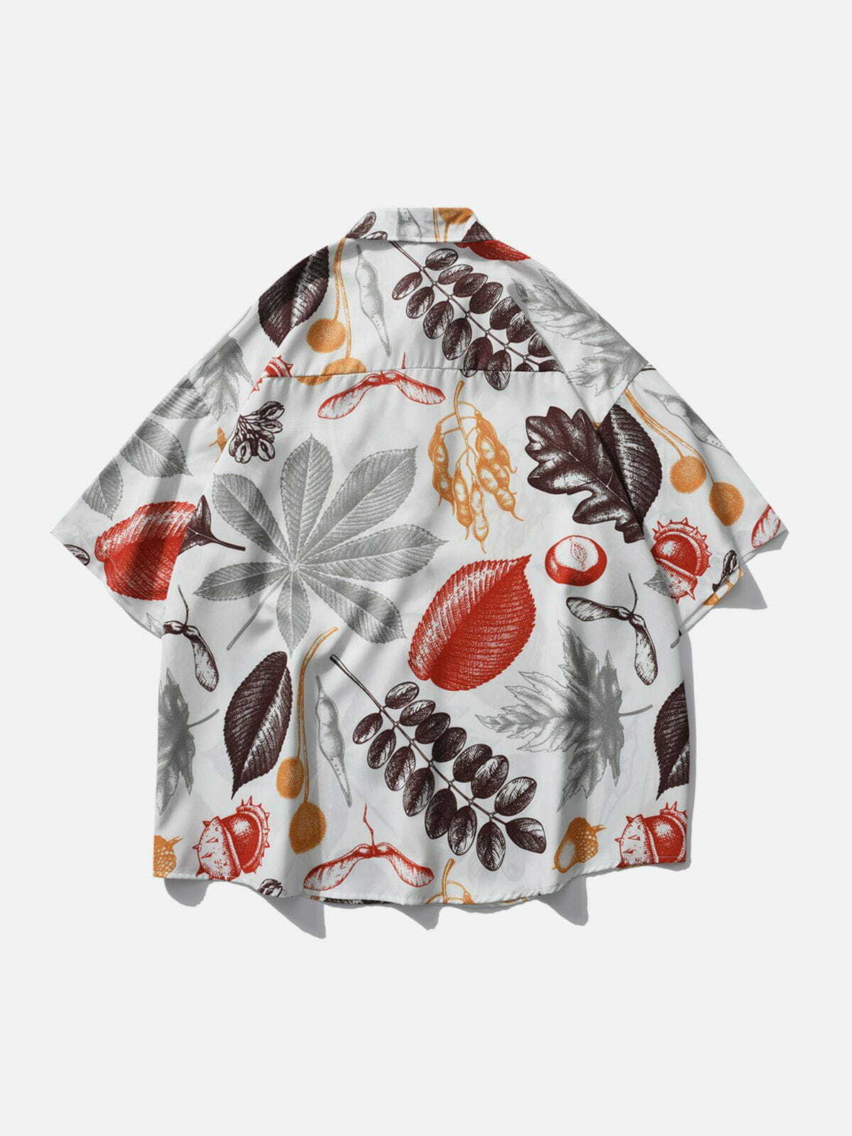 Y2K Leaf Print Short Sleeve Shirt - Trendy Summer Outfit for Grunge & Coquette Aesthetic