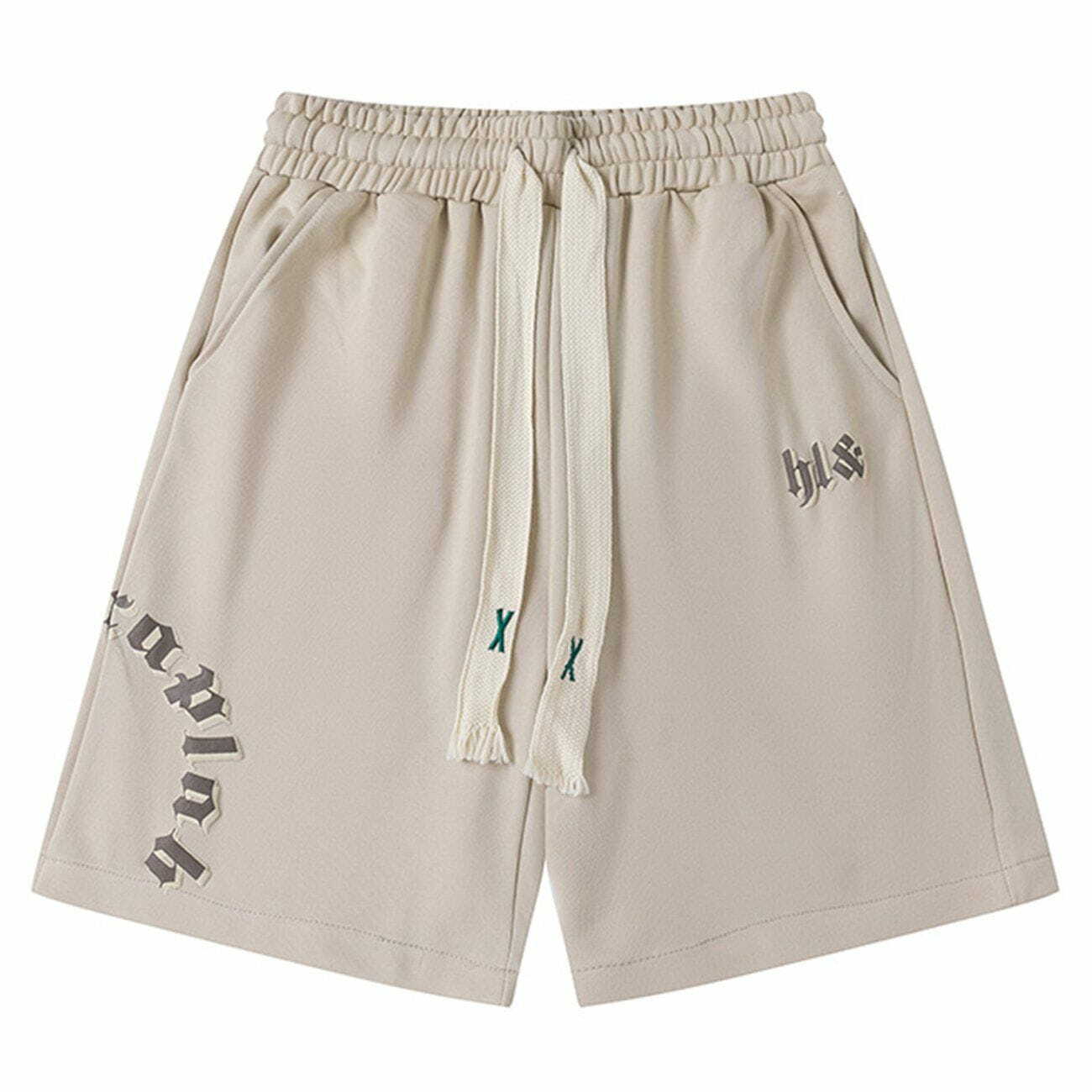 Y2K Monogram Print Drawstring Shorts for Summer: Trendy 90s Aesthetic & Grunge Style Outfits