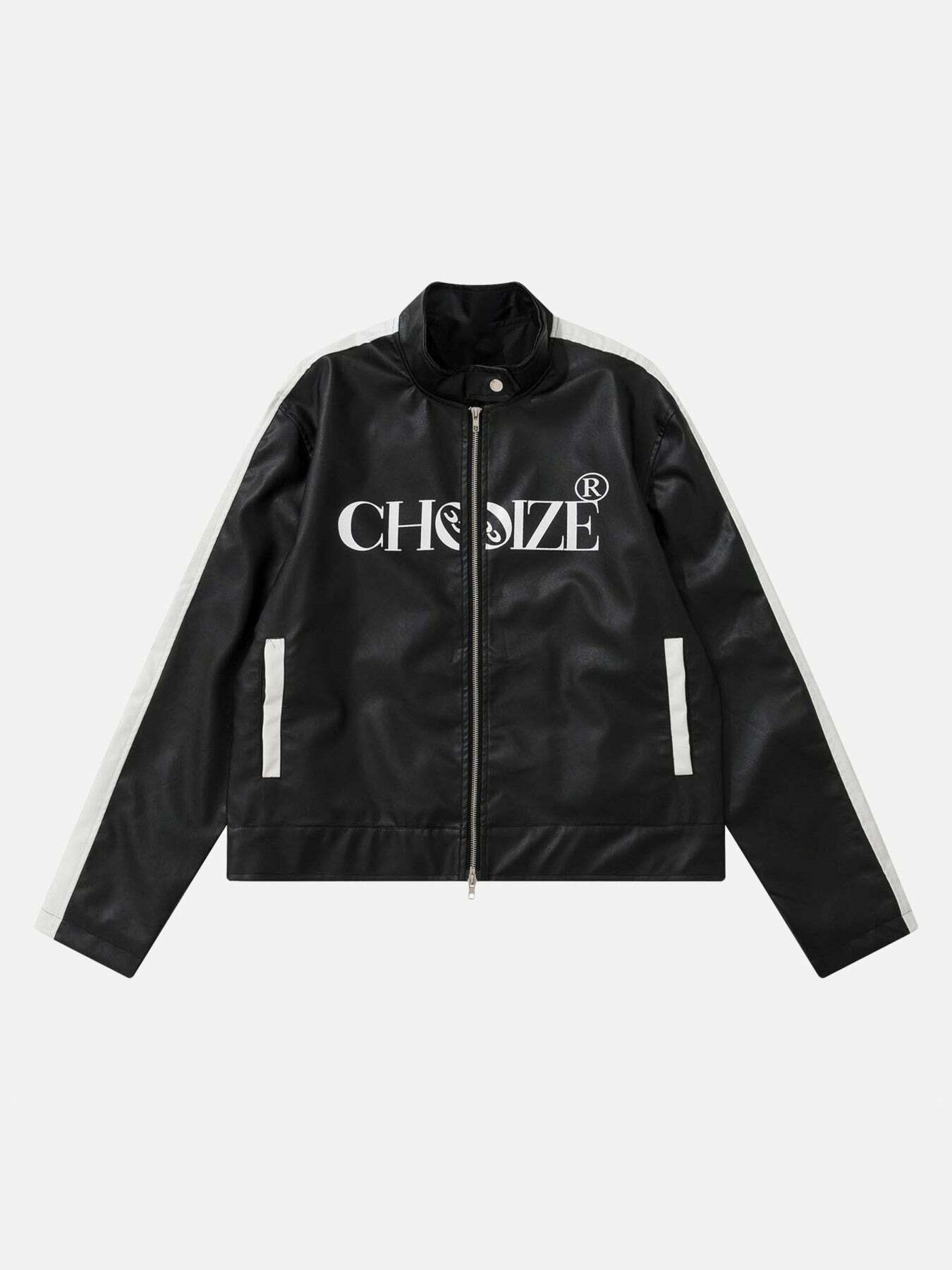 Y2K Monogrammed Leather Jacket: Trendy Grunge Style for 2000s Fashion Lovers