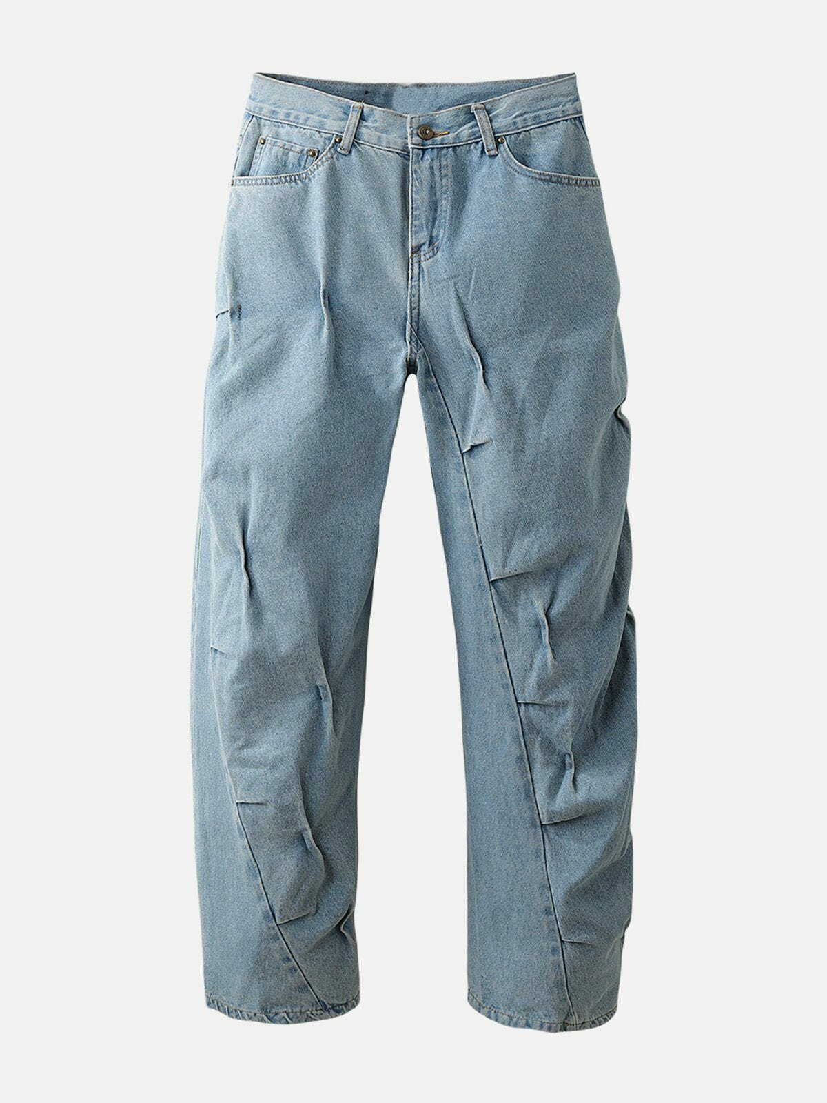 Y2K Multi Fold Baggy Jeans - Trendy 90s Grunge Style for Effortless Summer Outfits