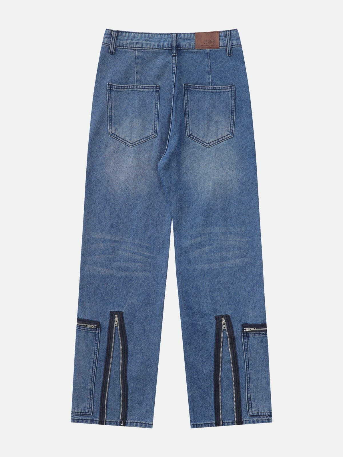 Y2K Multi Zip Pocket Jeans: Trendy Grunge Style for 2000s Fashion Lovers