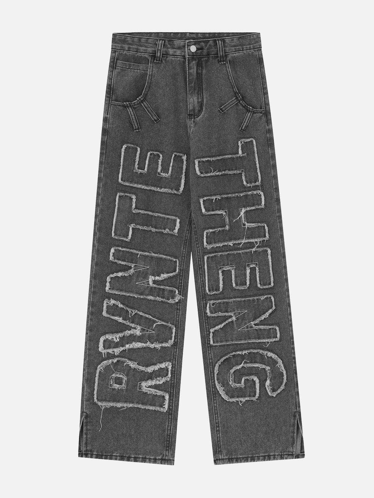 Y2K Patchwork Baggy Jeans - Vintage 90s Grunge Style for Effortless Summer Outfits