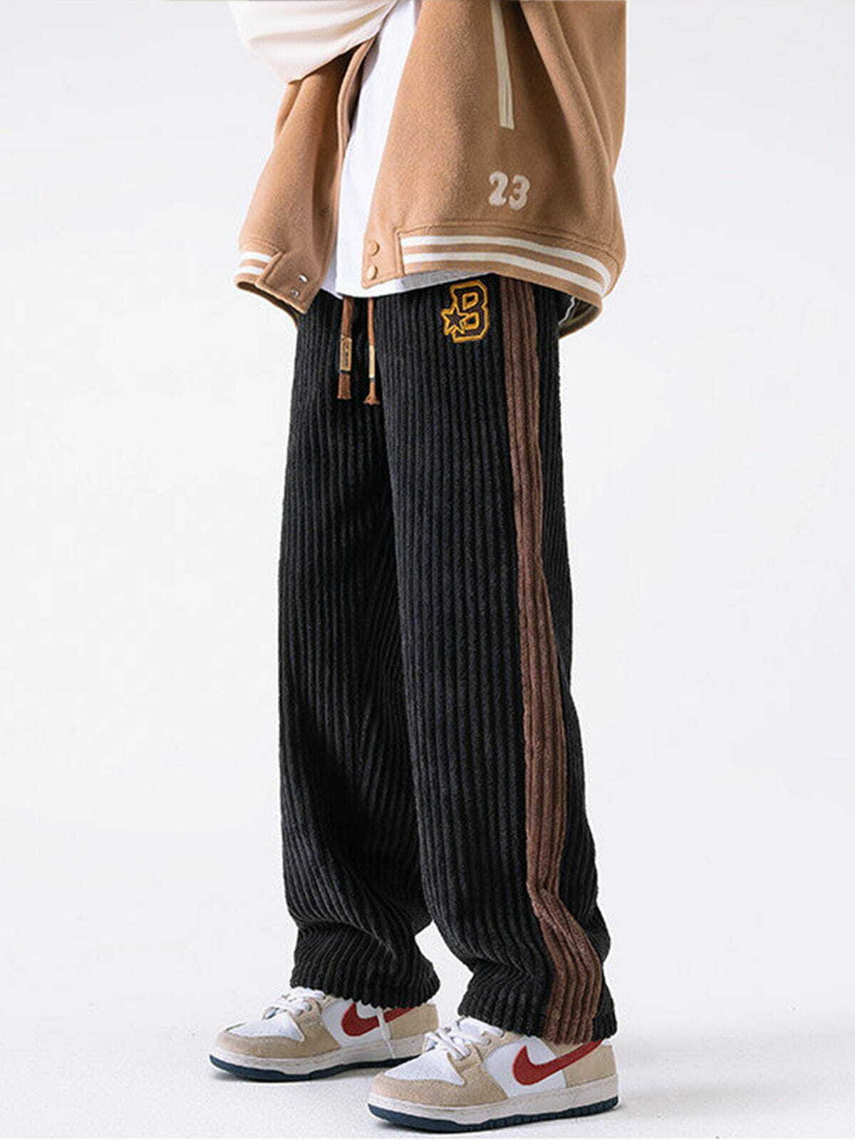 Y2K Patchwork Corduroy Sweatpants for Grunge Aesthetic, 90s Style, and Cute Summer Outfits