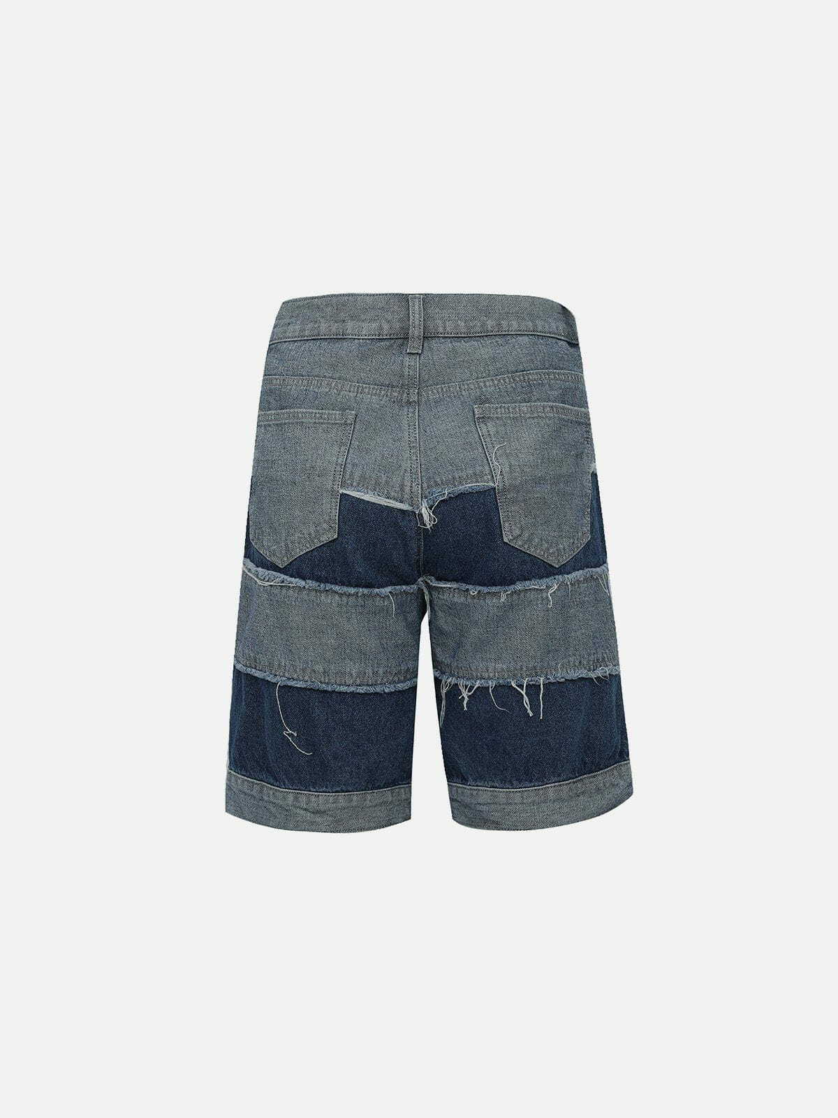 Y2K Patchwork Denim Shorts - Trendy 90s Grunge Style for Summer Outfits & Aesthetic Looks