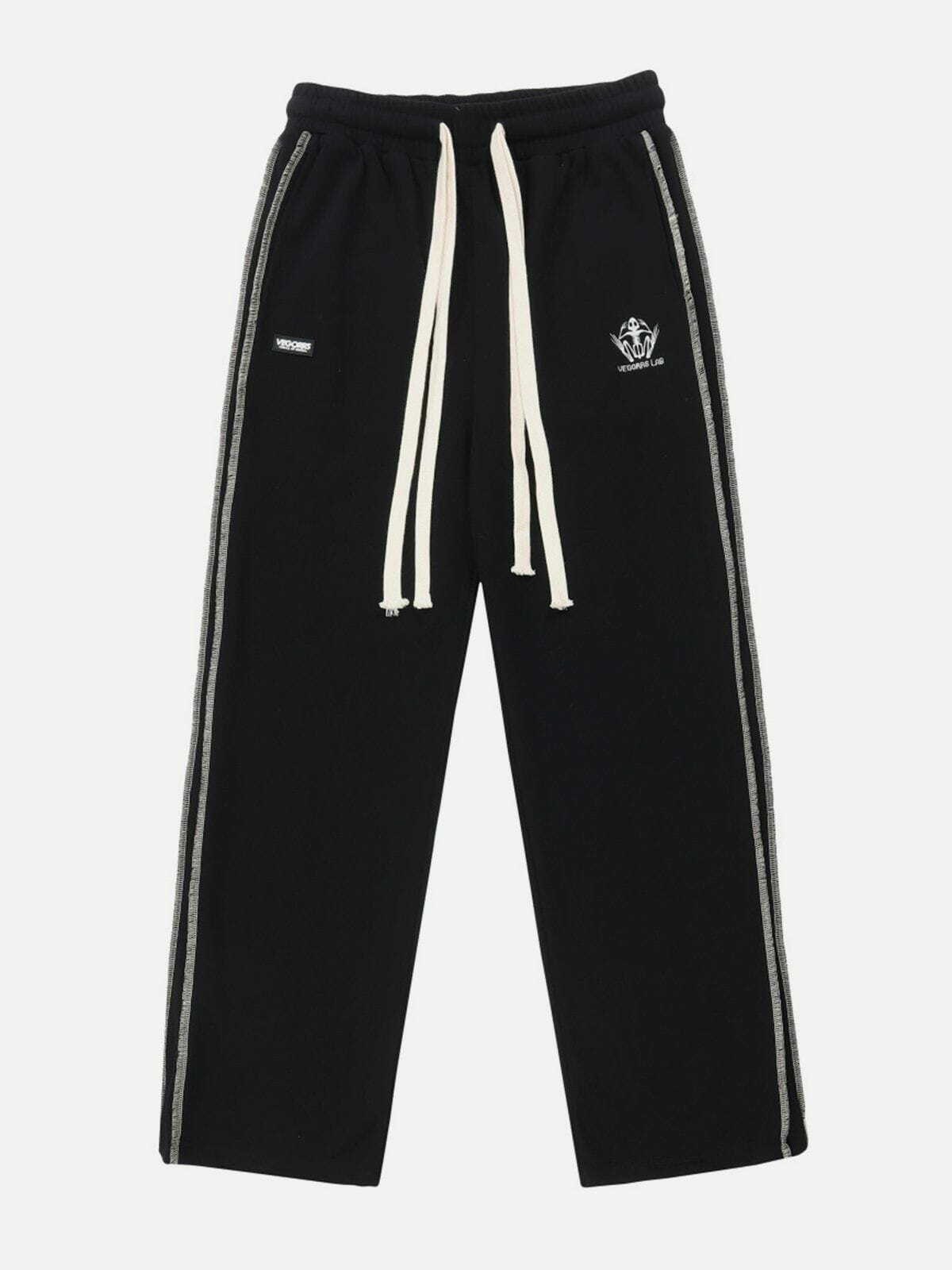 Y2K Patchwork Embroidery Sweatpants - Trendy Grunge Style for Summer Outfits & Aesthetic Looks