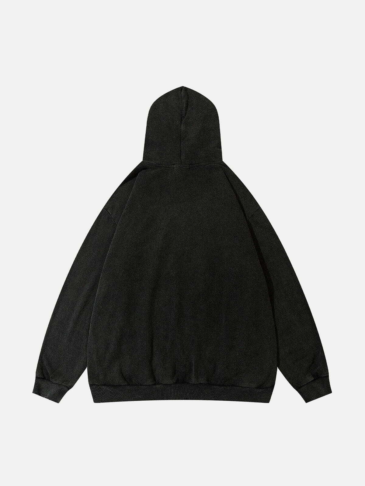 Y2K Patchwork Tooth Washed Hoodie - Trendy Grunge Aesthetic for Summer Outfits & 90s Vibes