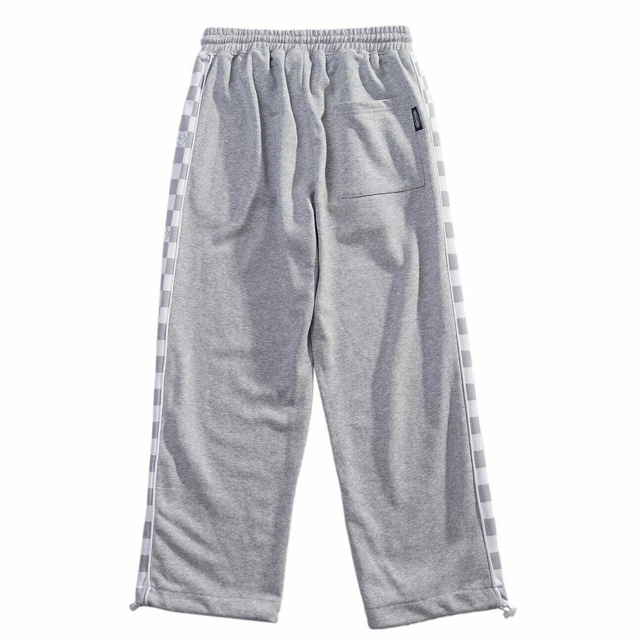 Y2K Plaid Drawstring Sweatpants for Grunge Aesthetic, 90s Style, and Cozy Summer Outfits