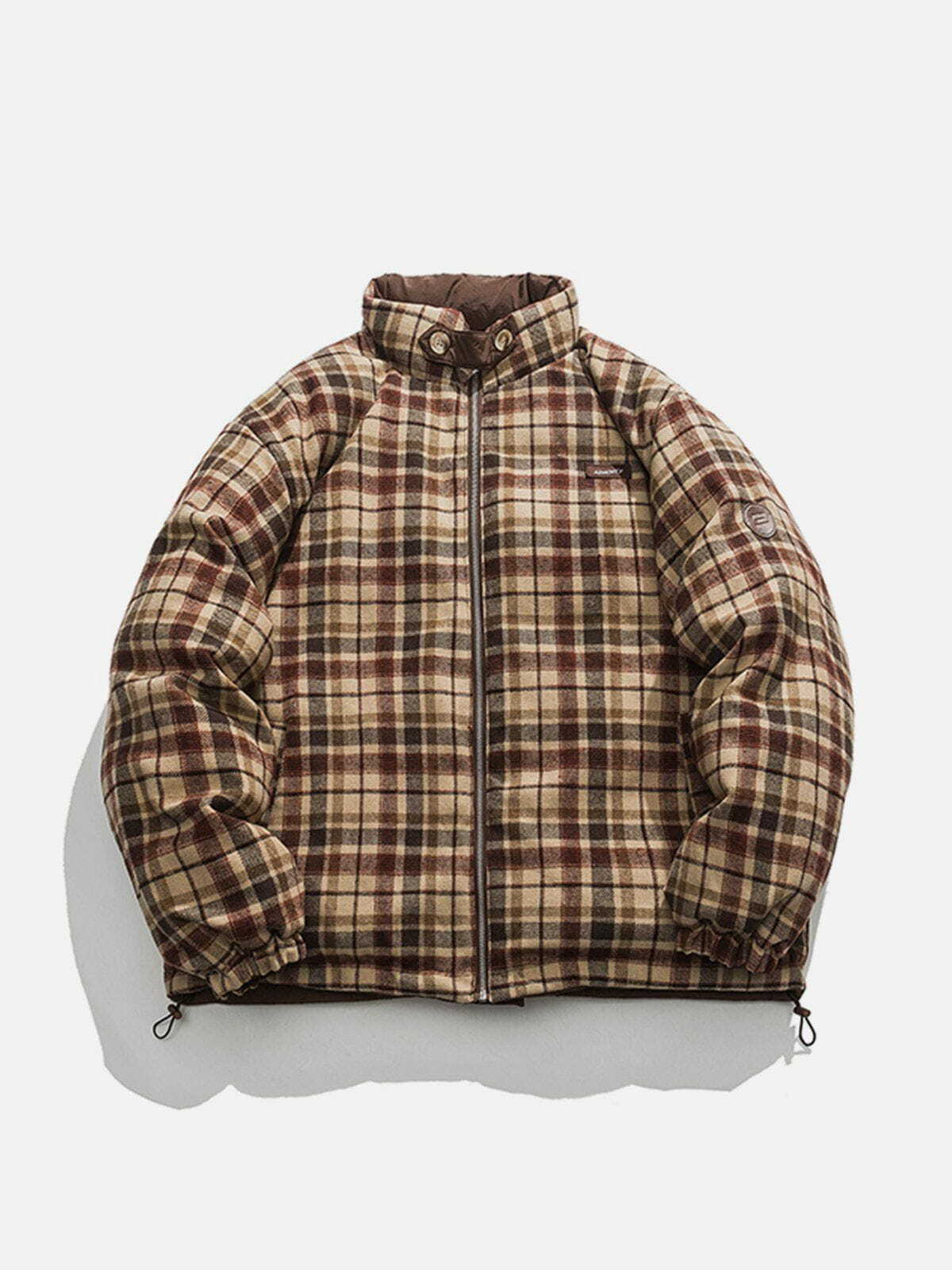 Y2K Plaid Reversible Winter Coat - Grunge Aesthetic Outerwear for 2000s Fashion Lovers