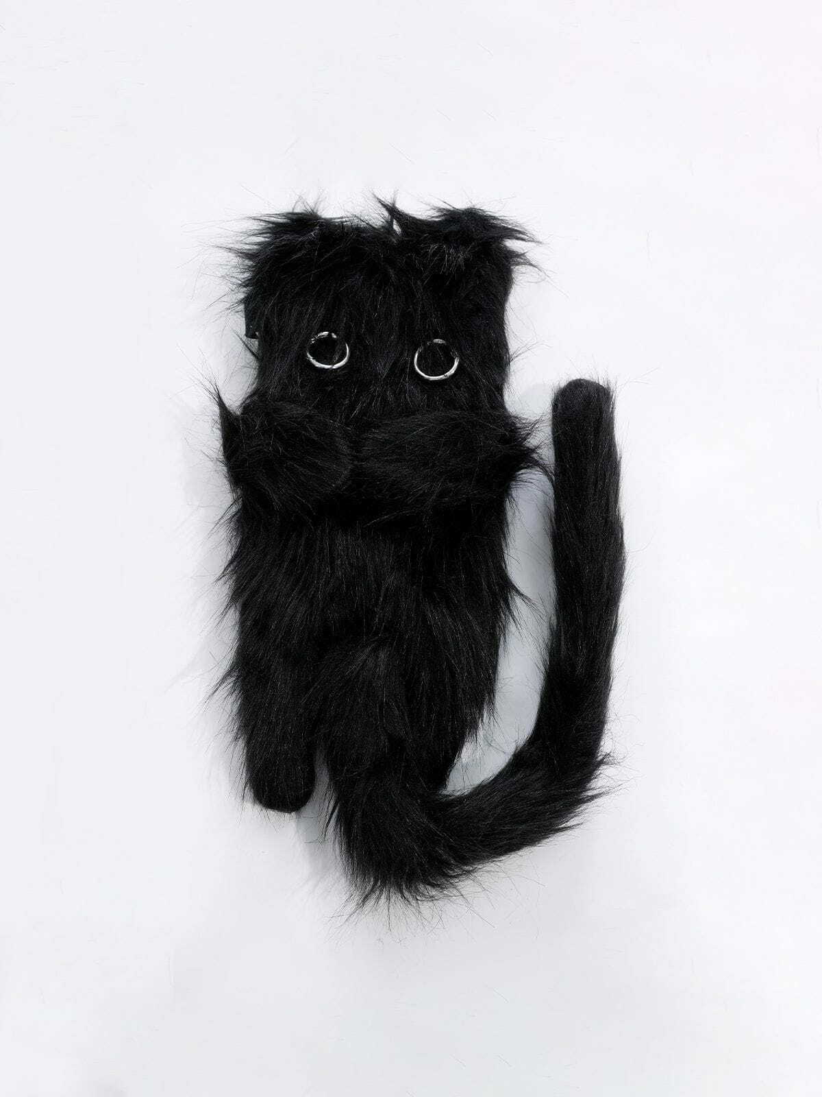 Y2K Plush Cat Phone Wallet - Cute Grunge Aesthetic Accessory for 2000s Fashion Lovers