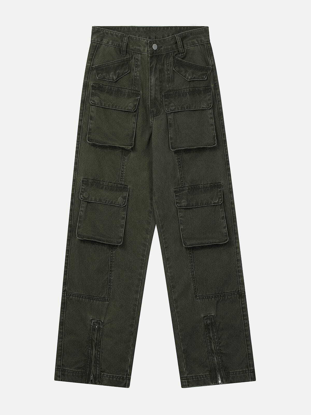 Y2K Pocket Patchwork Cargo Pants - Trendy Grunge Style for Summer Outfits & Aesthetic Looks