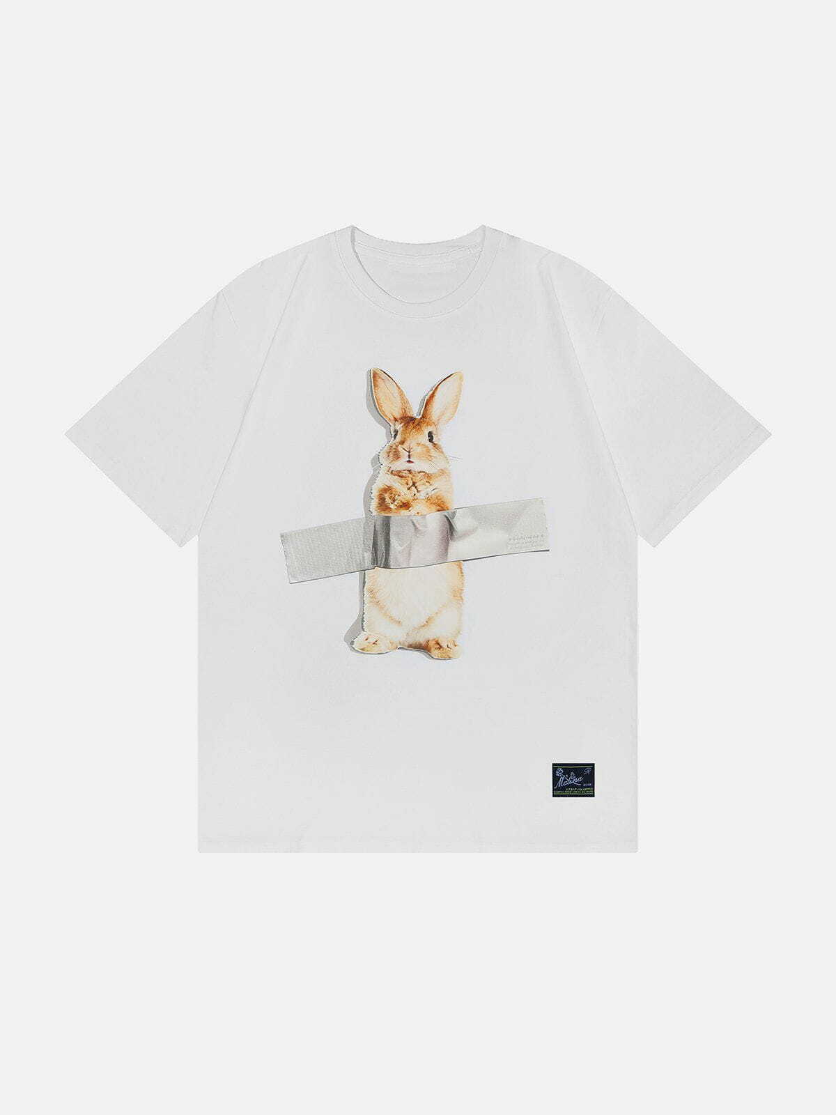 Y2K Rabbit Print Tee: Vintage-Inspired Grunge Aesthetic for 90s Fashion Lovers