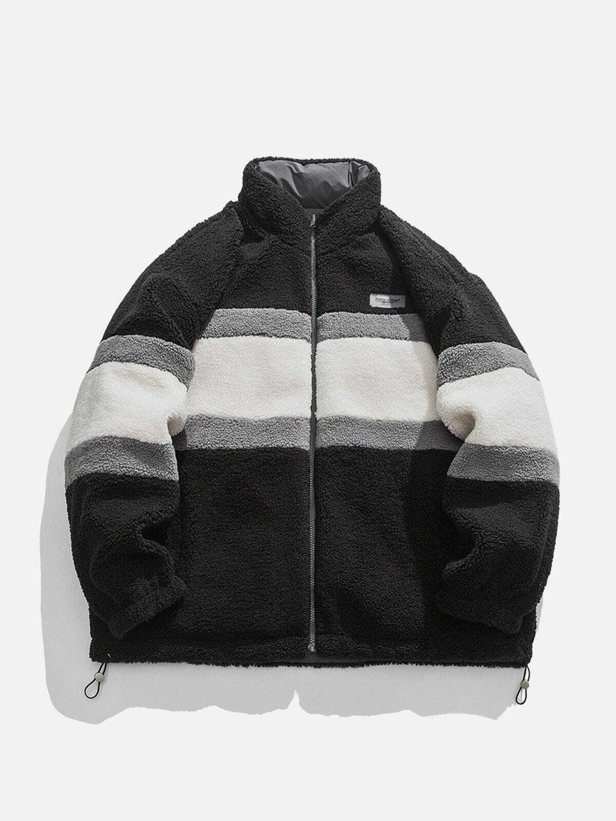 Y2K Reversible Sherpa Winter Coat - Cozy Grunge Style for 90s Fashion Lovers