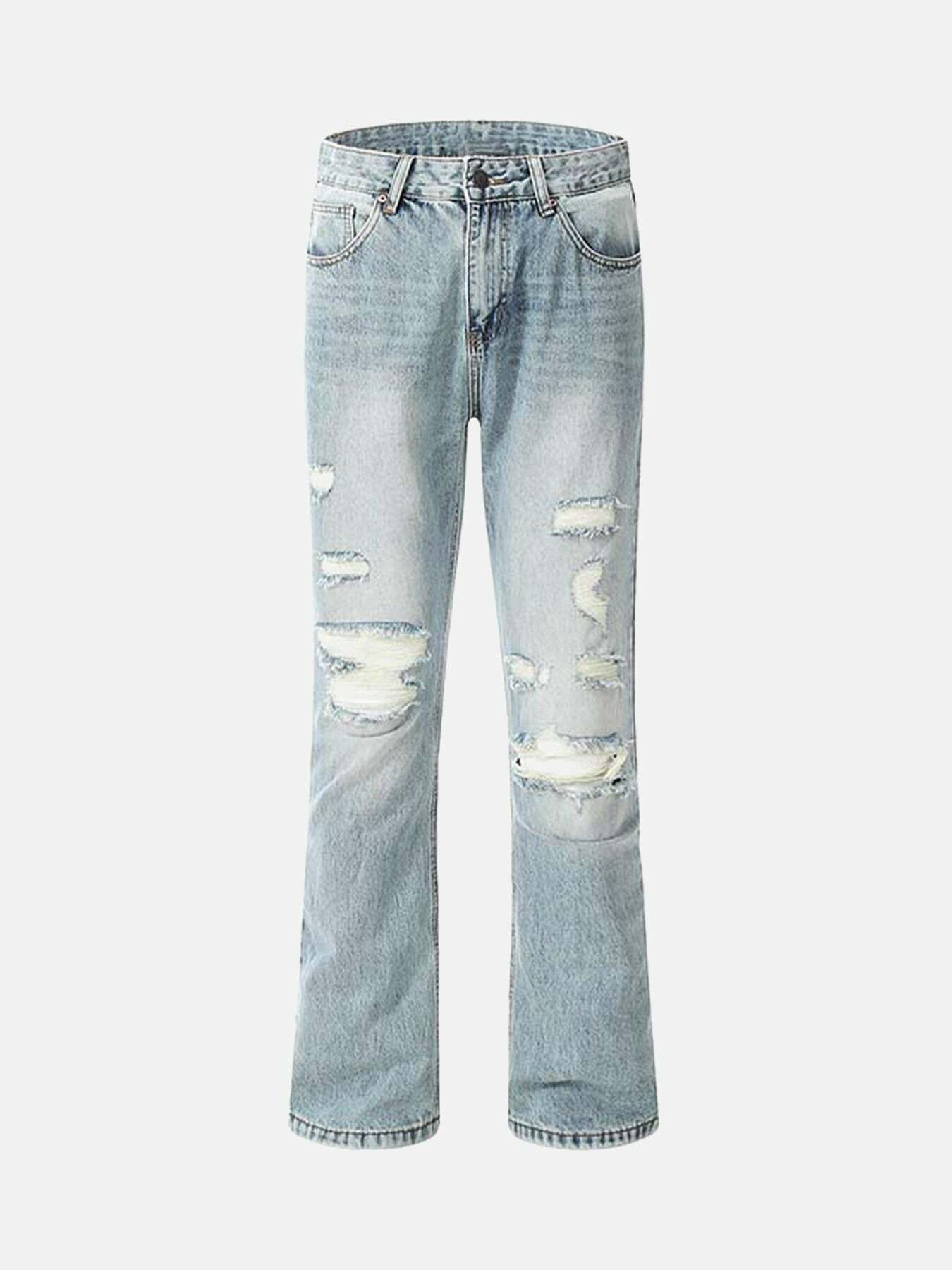 Y2K Ripped Micro Flare Jeans - Trendy 90s Grunge Style for Summer Outfits & Aesthetic Looks