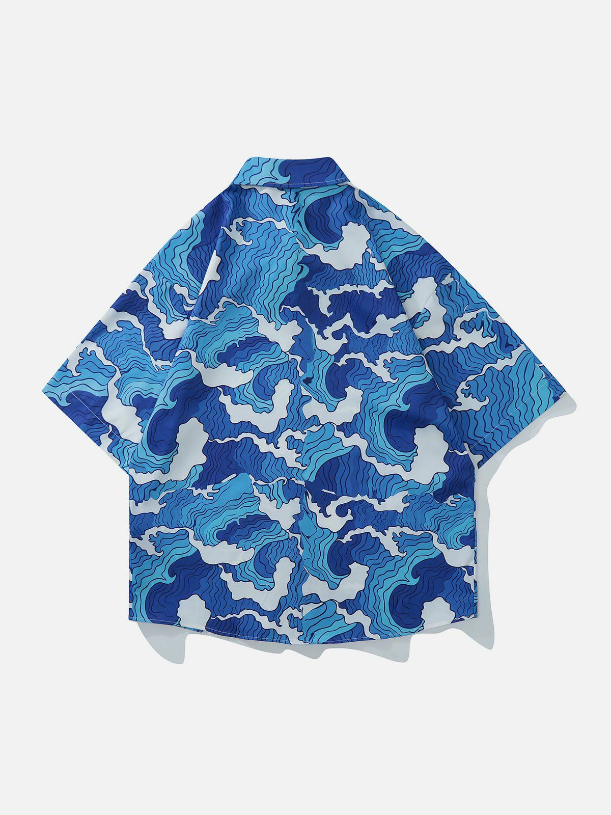 Y2K Sea Wave Print Short Sleeve Shirt - Trendy Summer Outfit for Grunge & Coquette Aesthetic