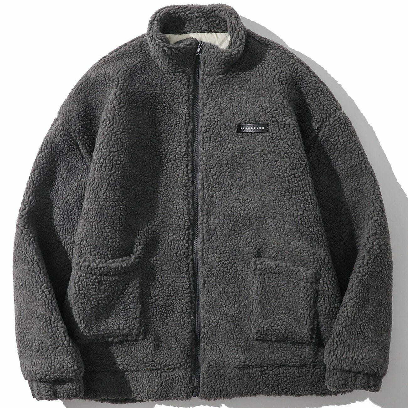 Y2K Sherpa Winter Coat: Cozy Grunge Style for 90s Fashion Lovers - Perfect for Aesthetic Outfits