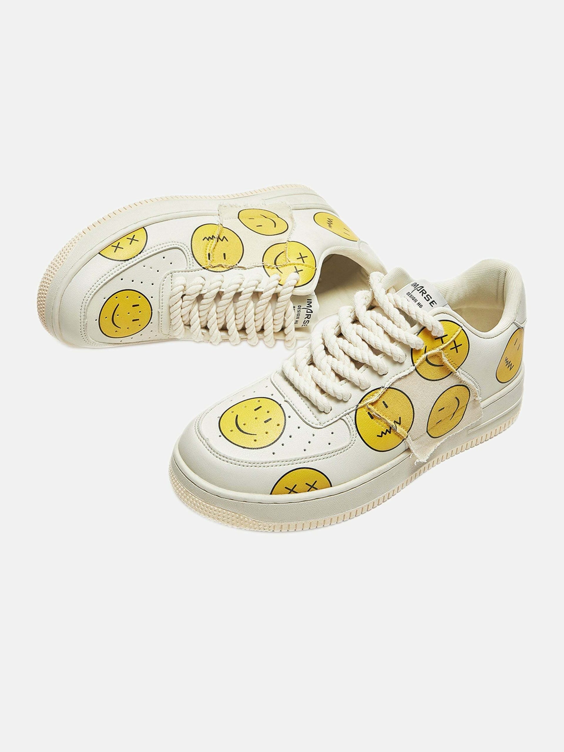 Y2K Smiley Face Board Shoes - Trendy 2000s Aesthetic Footwear for Grunge & Casual Outfits