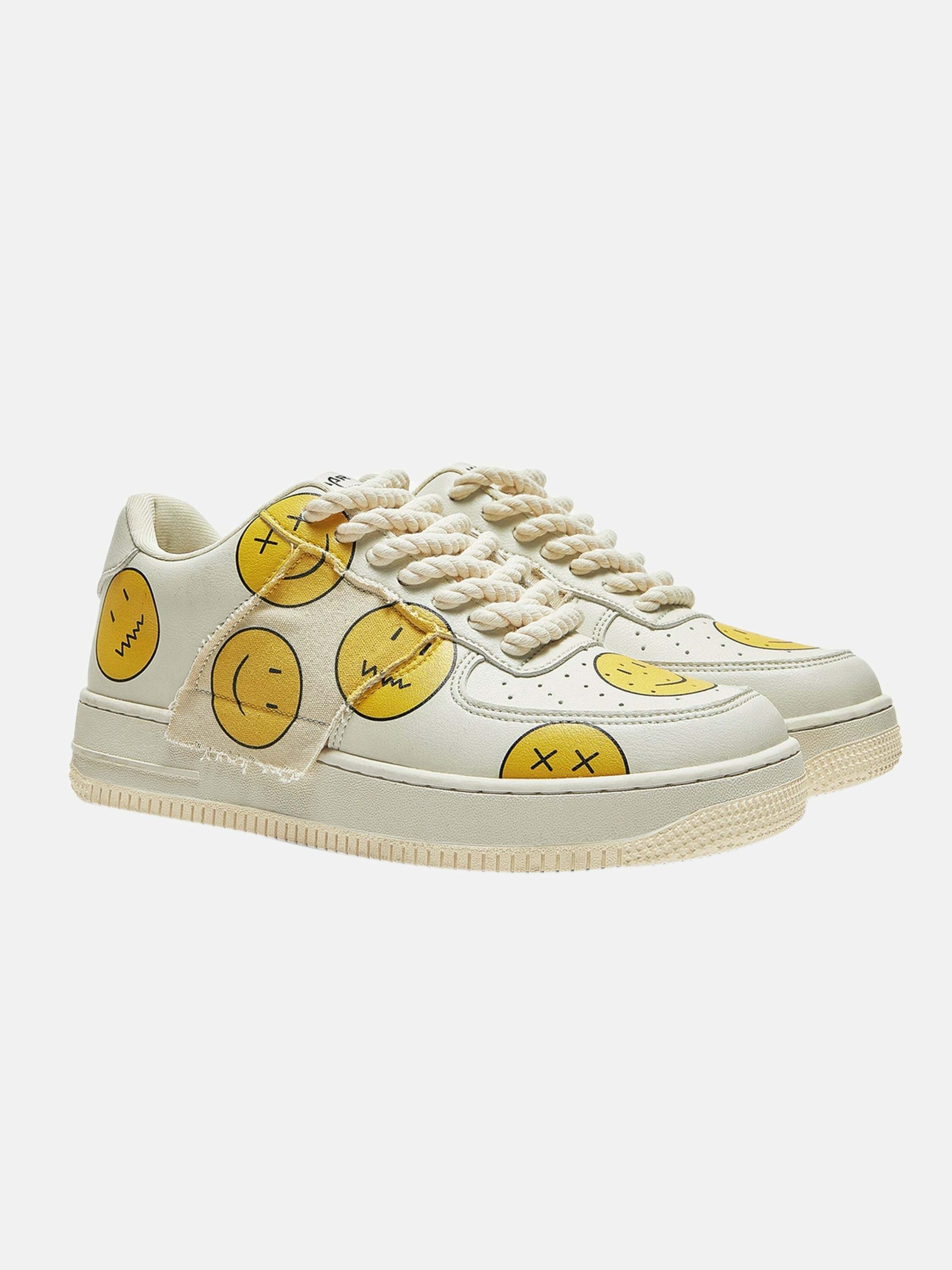 Y2K Smiley Face Board Shoes - Trendy 2000s Aesthetic Footwear for Grunge & Casual Outfits