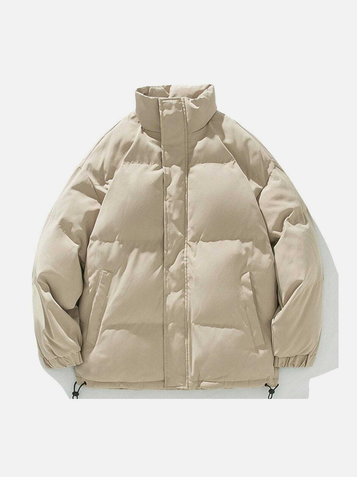 Y2K Solid Color Puffer Coat - Trendy Winter Outerwear for Grunge & 90s Fashion Lovers