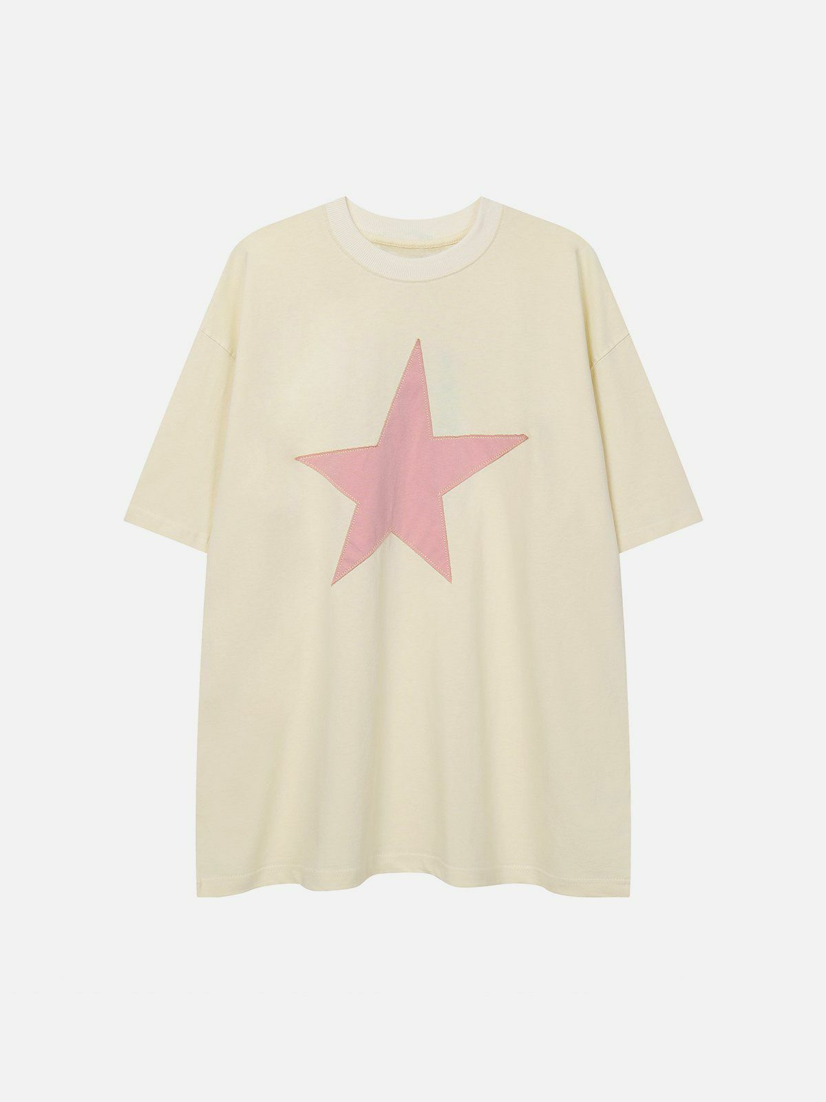 Y2K Star Applique Graphic Tee - Trendy 90s Fashion Top for Summer Outfits & Aesthetic Looks