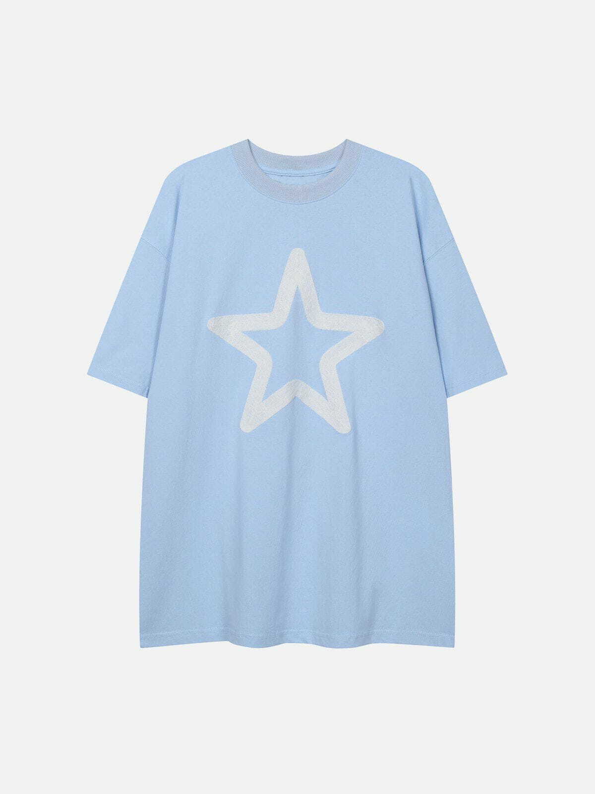 Y2K Star Embroidery Cotton Tee - Trendy 90s Grunge Aesthetic Top for Summer Outfits & Casual Looks