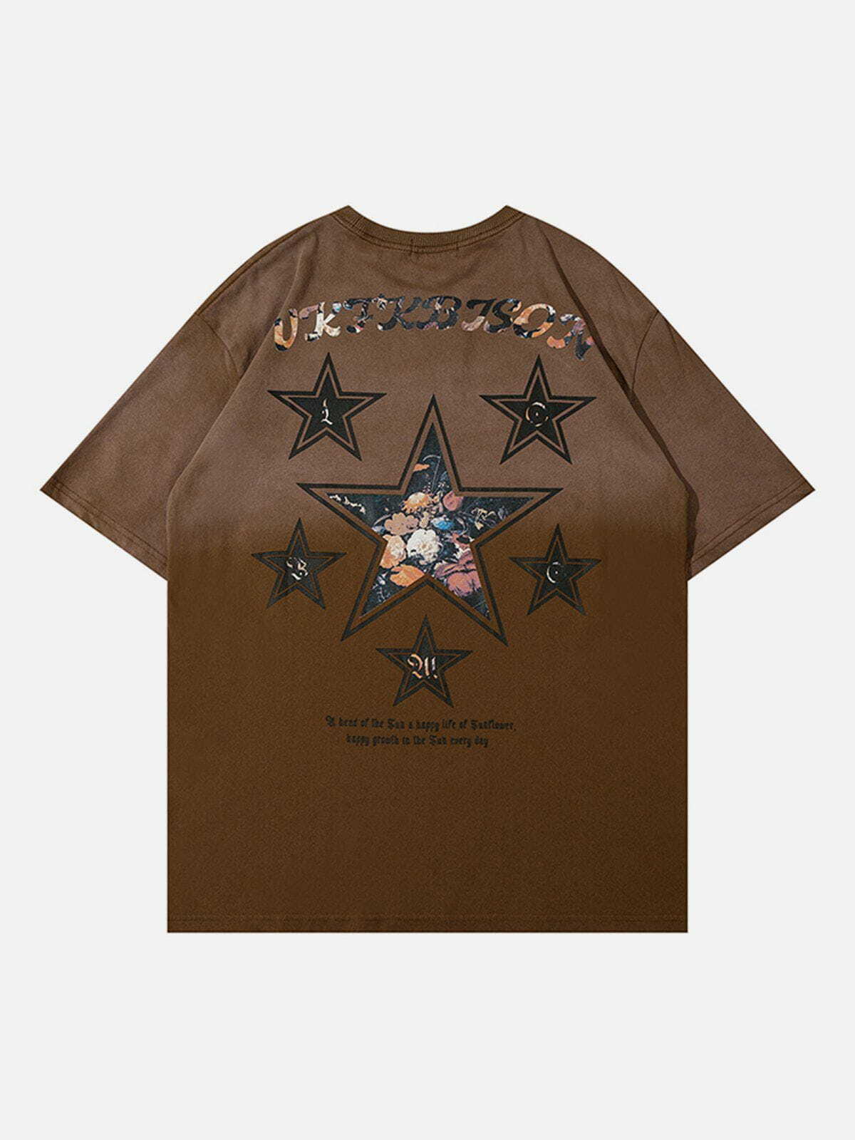 Y2K Star Gradient Tee: Trendy Summer Outfit for Grunge Aesthetic & 90s Fashion Lovers