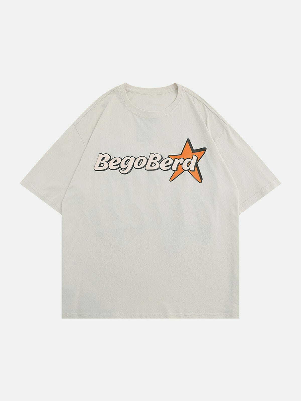 Y2K Star Letter Graphic Tee - Trendy 90s Aesthetic Top for Summer Outfits & Casual Looks