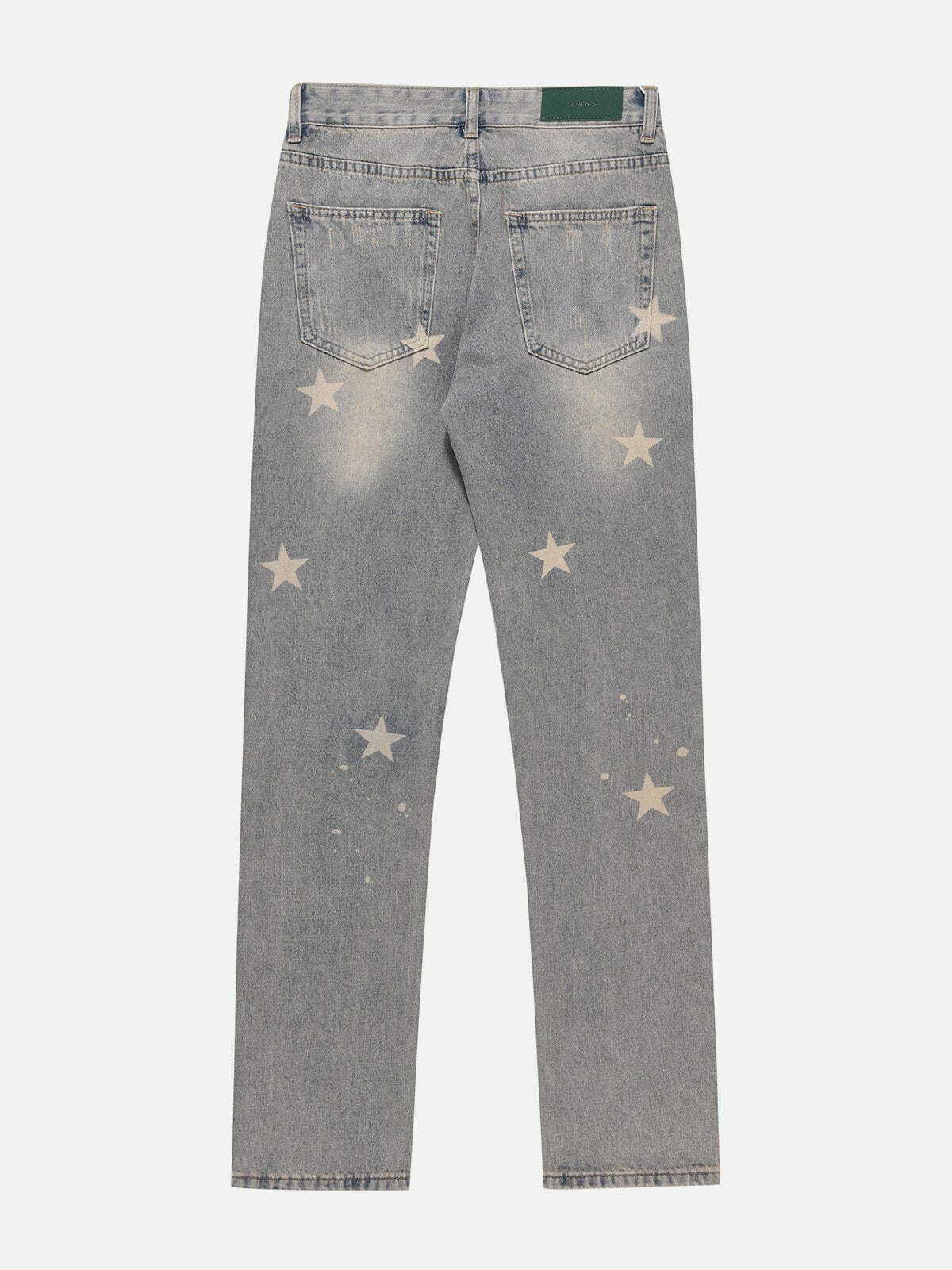 Y2K Star Print Baggy Jeans - Vintage 90s Grunge Style for Effortless Summer Outfits